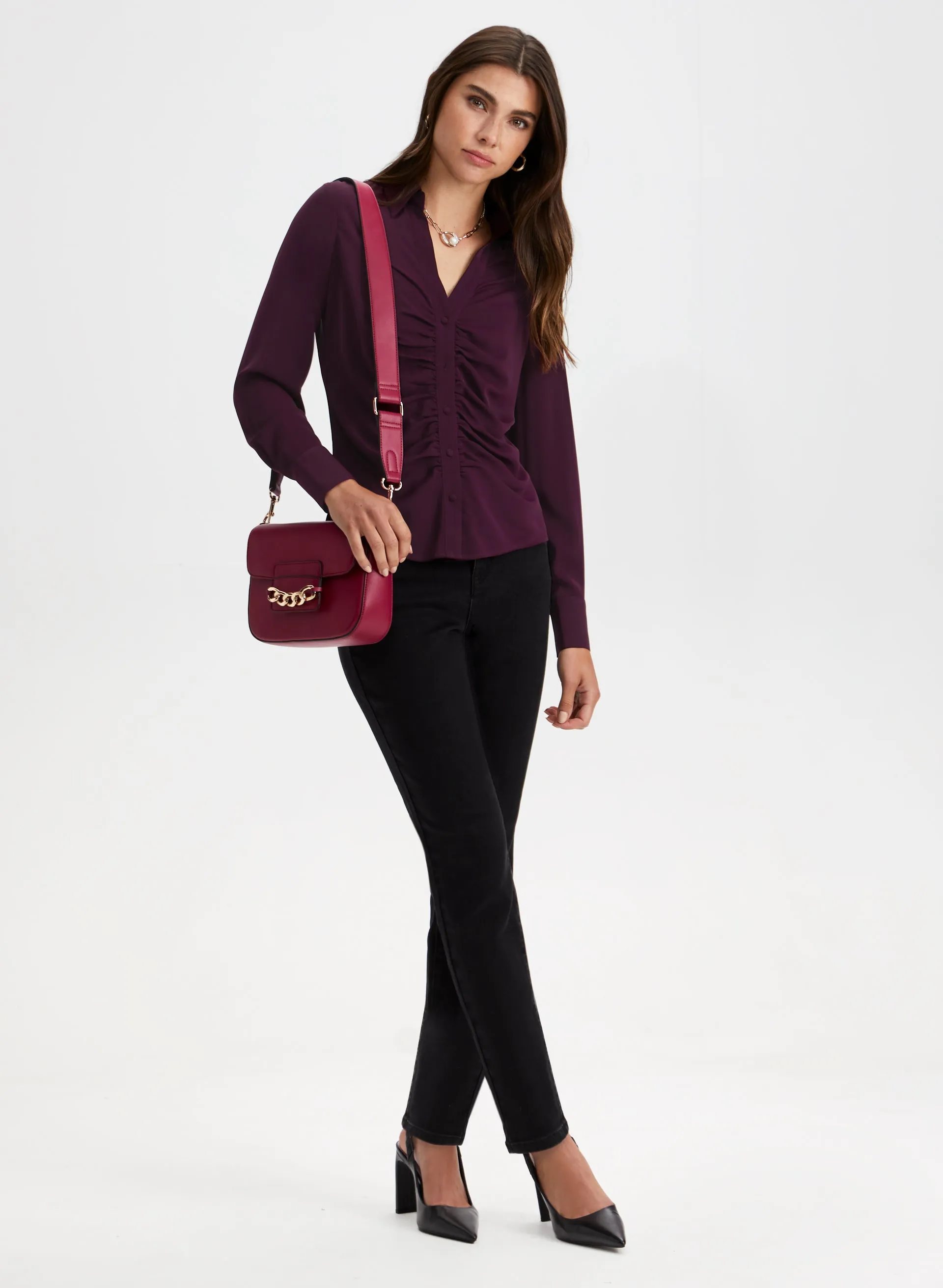 Ruched Button-Down Blouse sold by Laura product image thumbnail 3