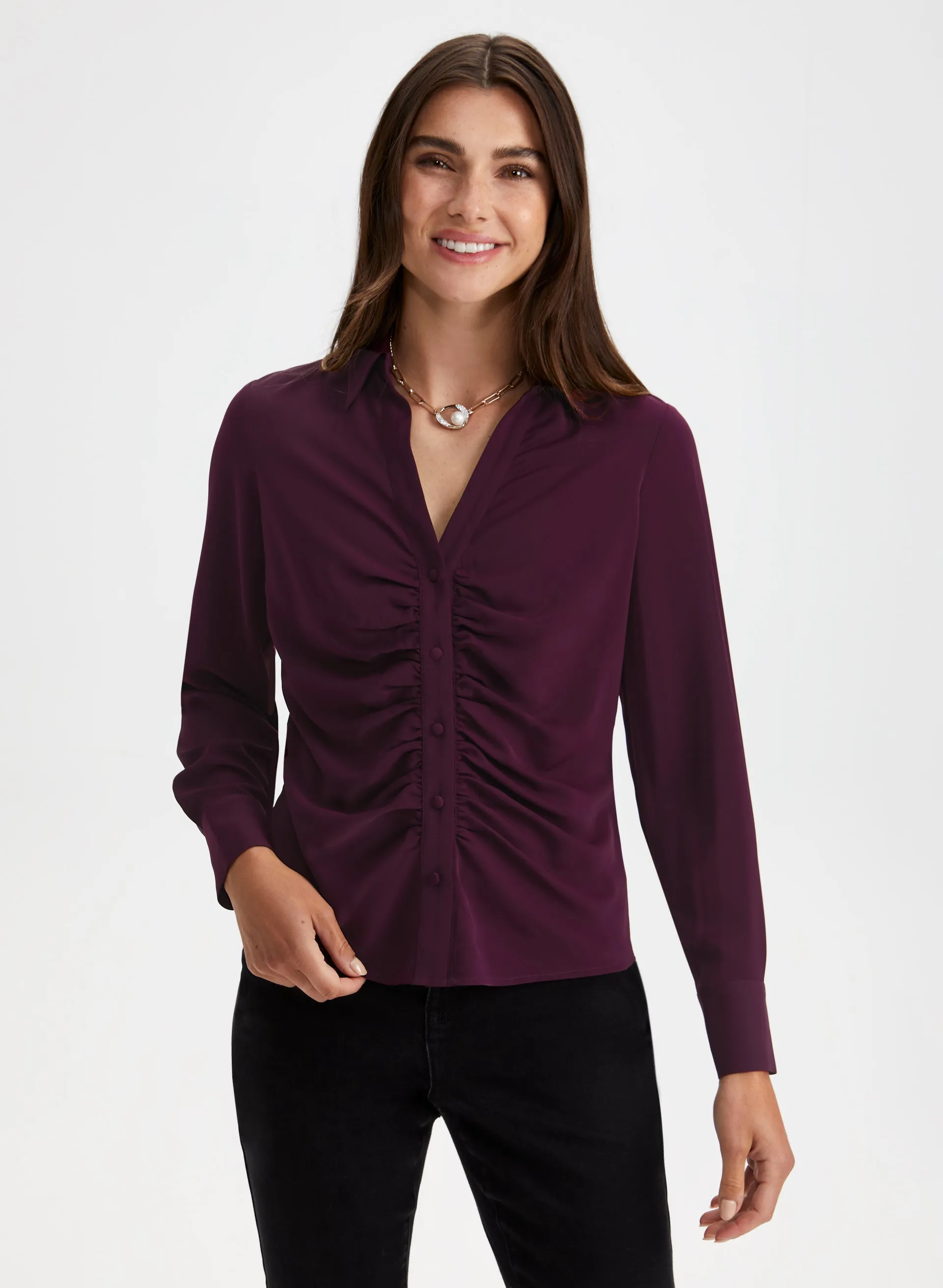Ruched Button-Down Blouse sold by Laura product image thumbnail 5