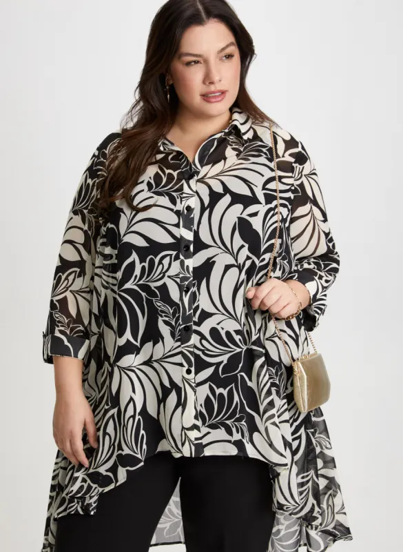 Asymmetric Leaf Print Blouse sold by Laura