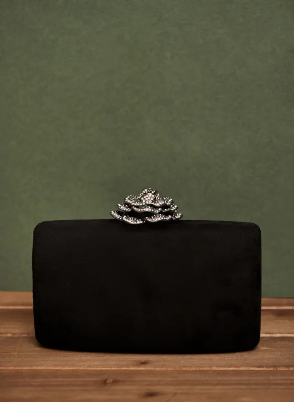 Crystal Flower Velvet Clutch sold by Laura