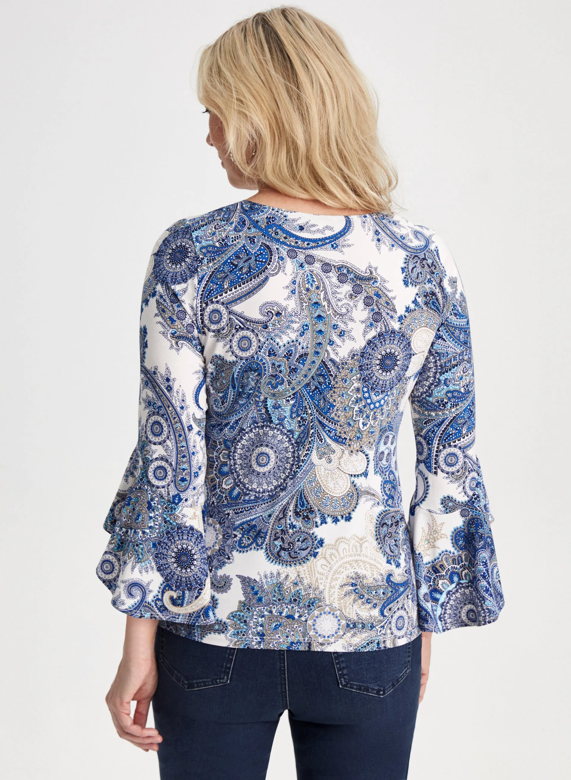 Paisley Print Ruffle Sleeve Top sold by Laura product image thumbnail 4