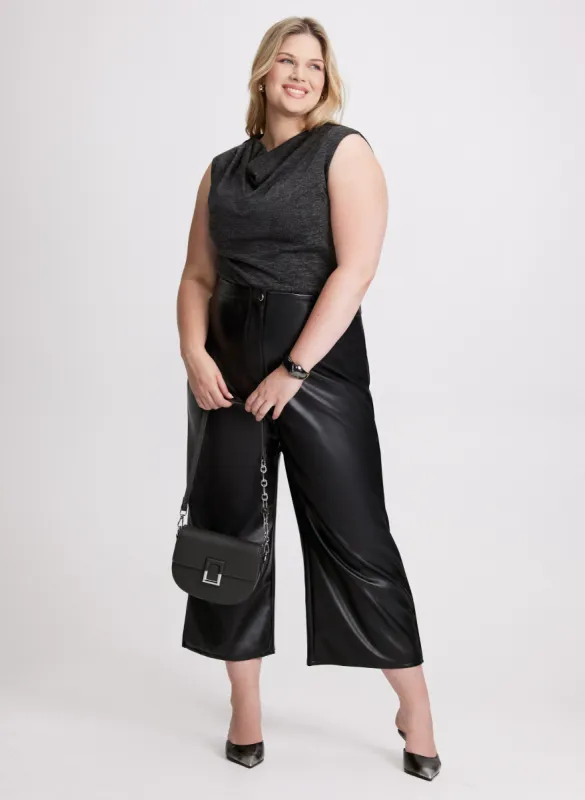 Funnel Neck Sleeveless Sweater & Vegan Leather Pants sold by Laura