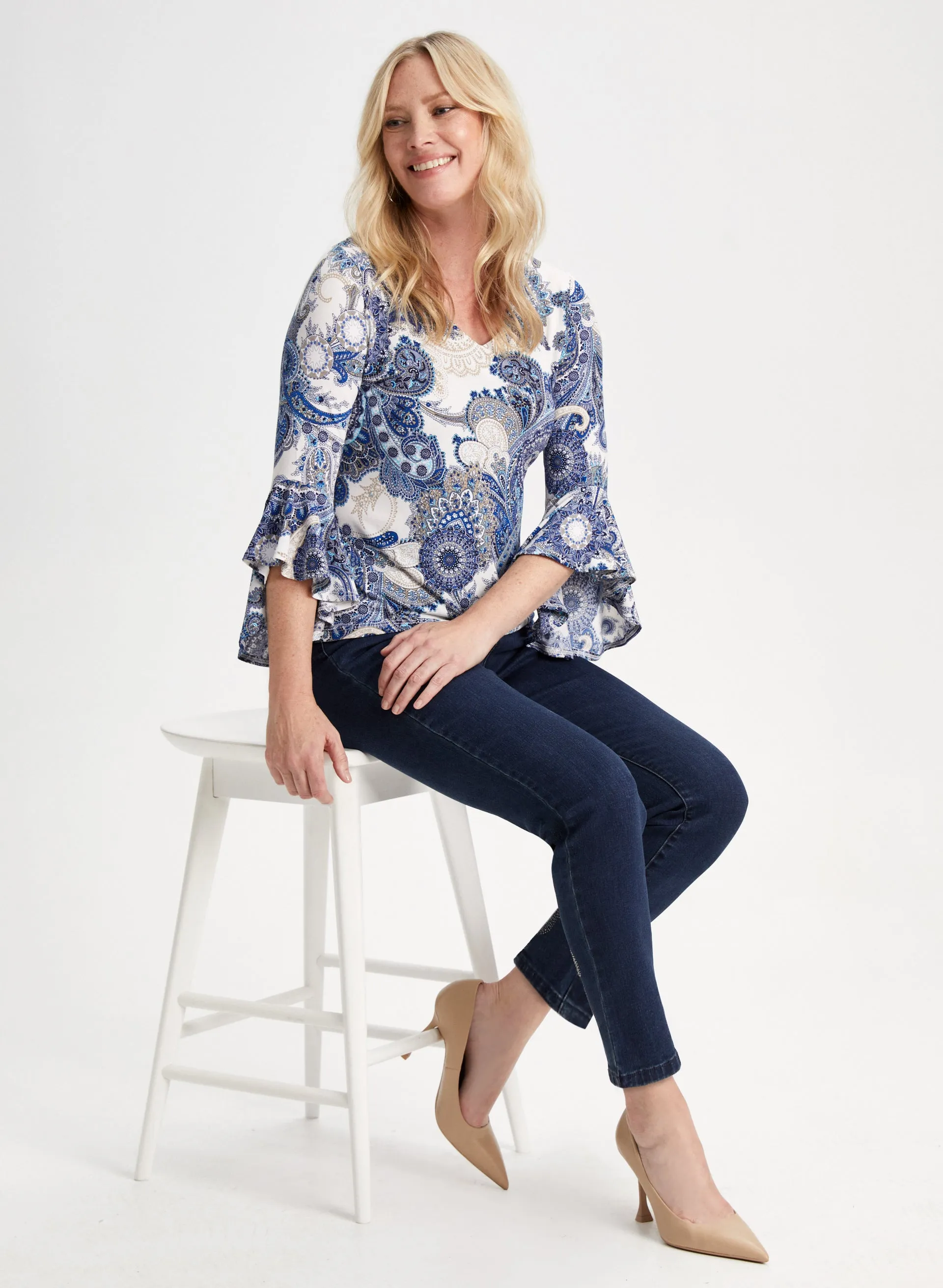 Paisley Print Ruffle Sleeve Top sold by Laura product image thumbnail 3