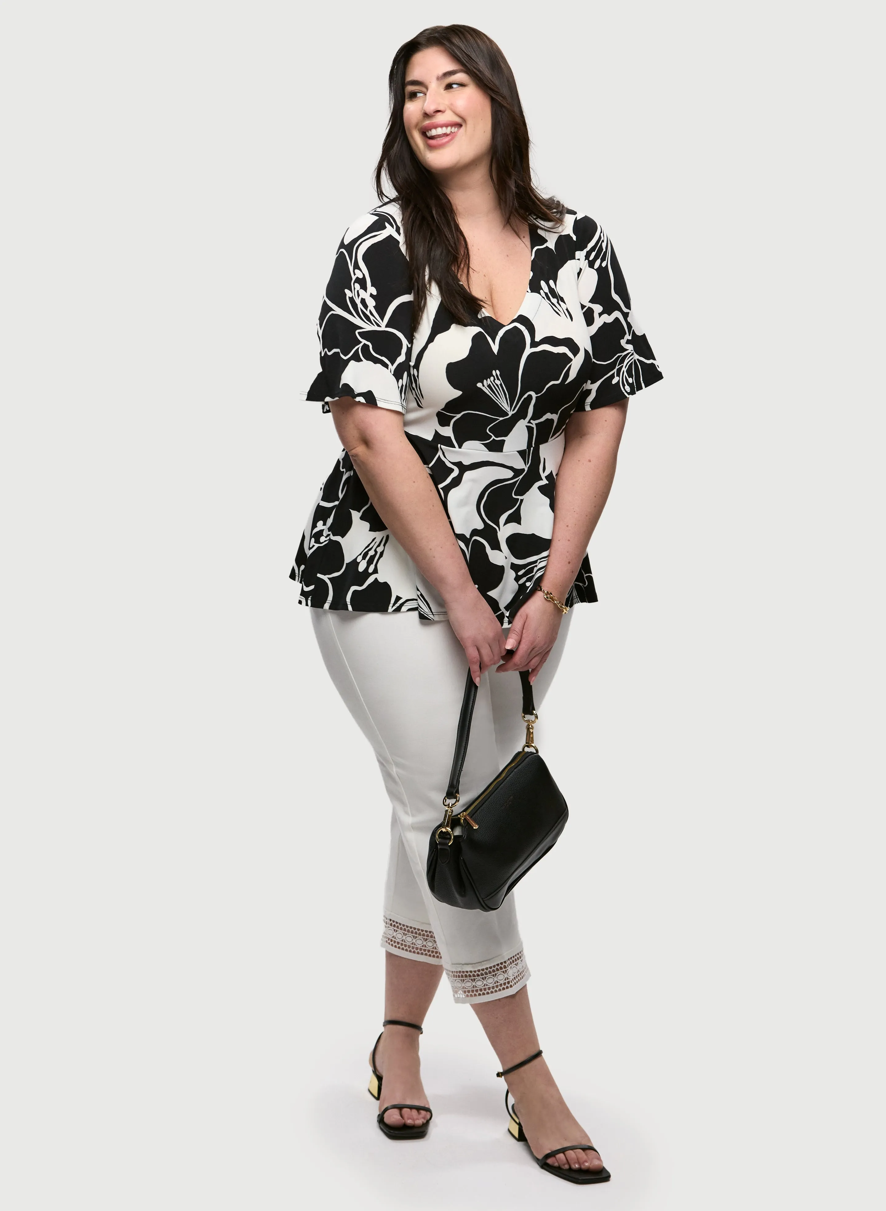 Floral Print Top & Pull-On Ankle Pants sold by Laura