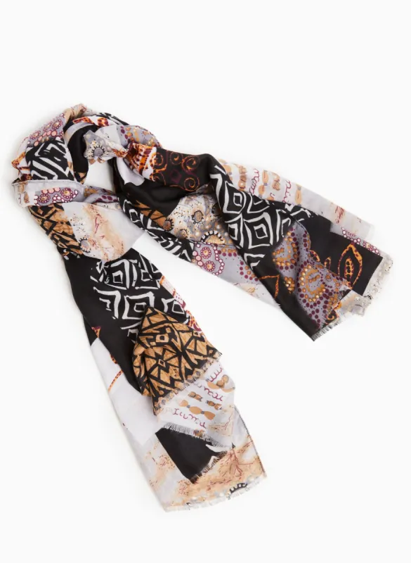 Patchwork Print Scarf sold by Laura