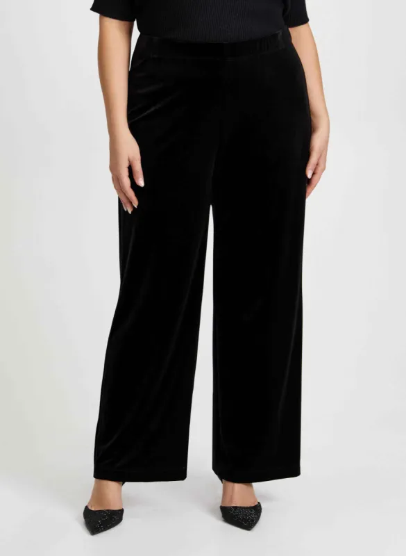 Pull-On Wide Leg Velour Pants sold by Laura
