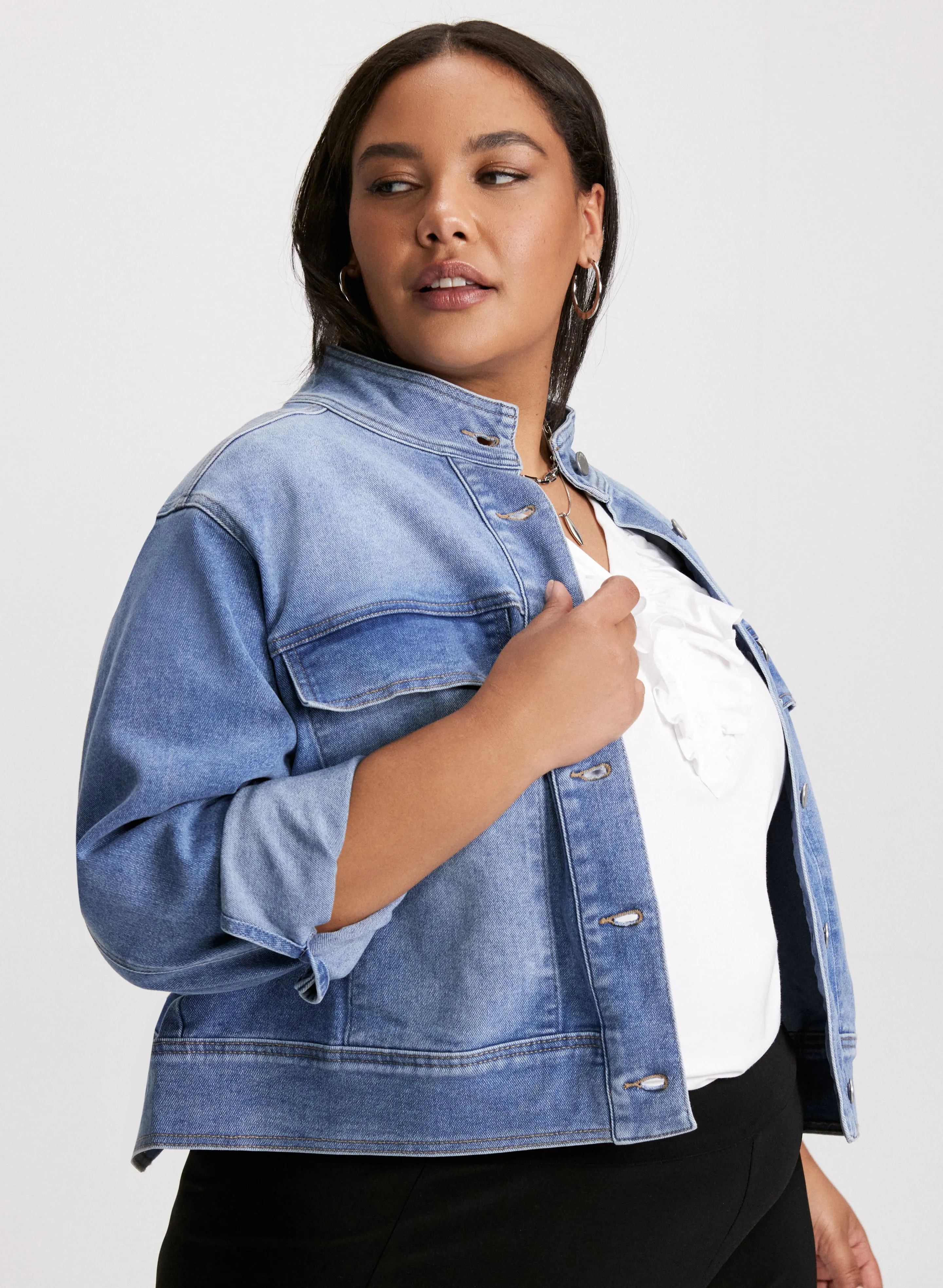 Stand Collar Denim Jacket sold by Laura product image thumbnail 4