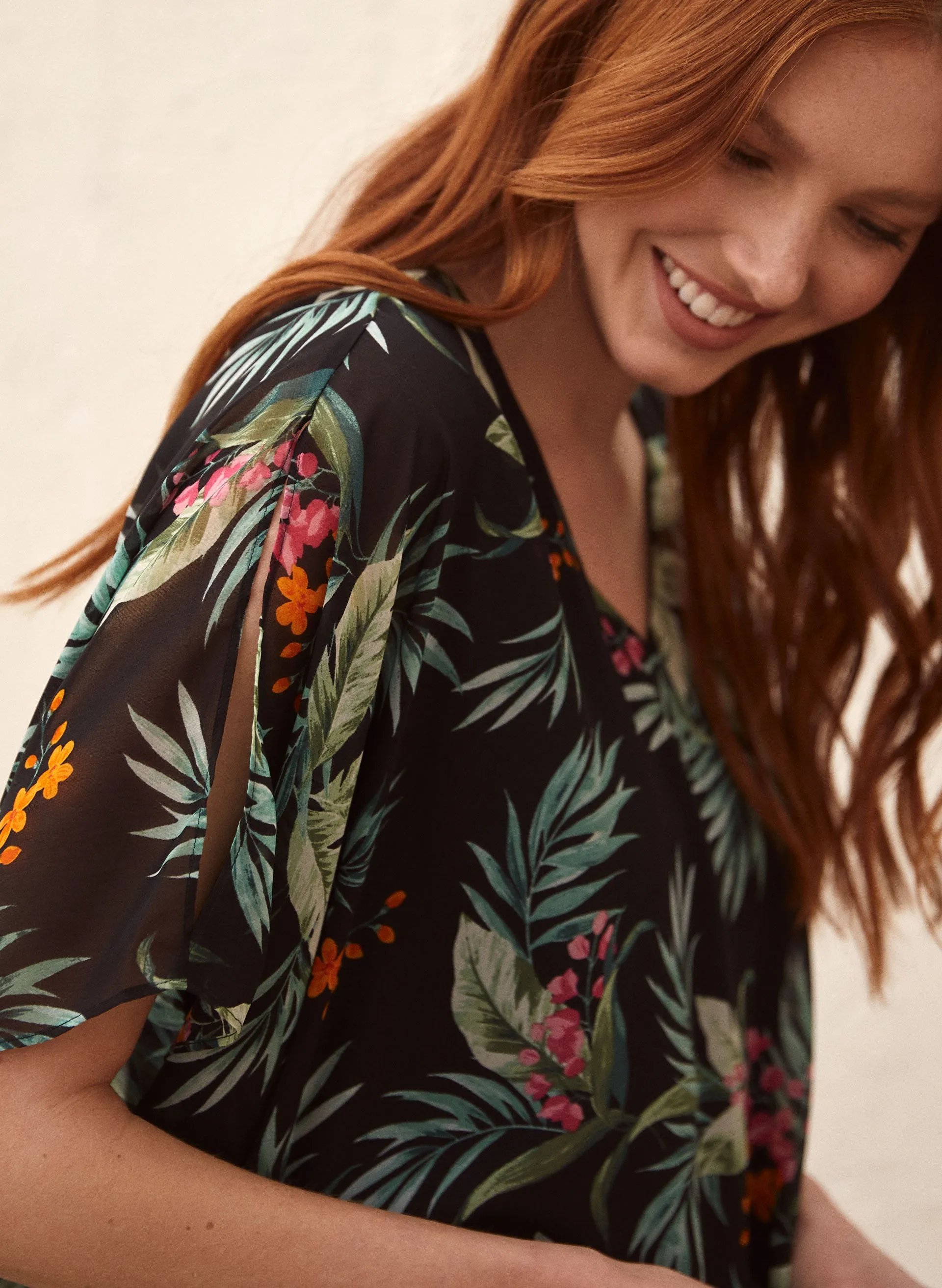 Tropical Print Chiffon Poncho Top sold by Laura product image thumbnail 2