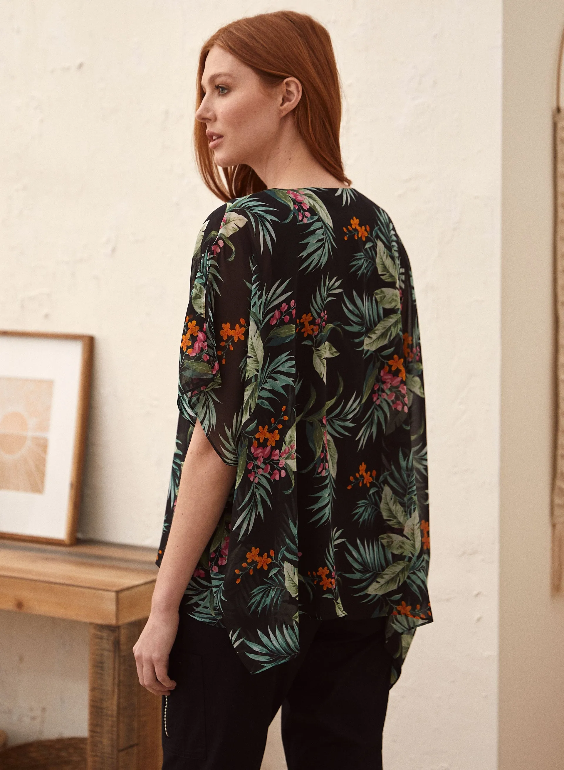 Tropical Print Chiffon Poncho Top sold by Laura product image thumbnail 4