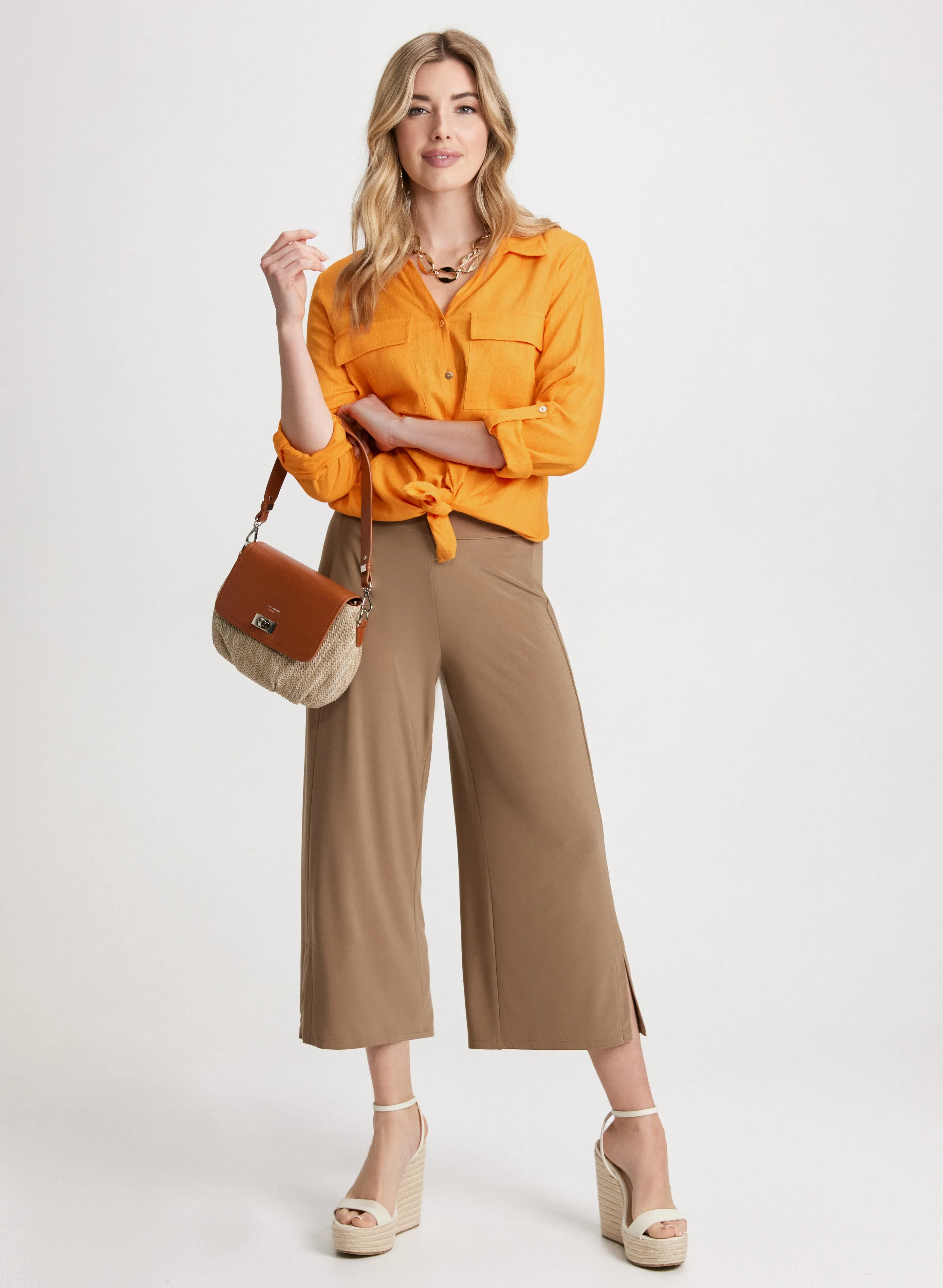 Linen Blend Blouse & Wide Leg Pull-On Capris sold by Laura