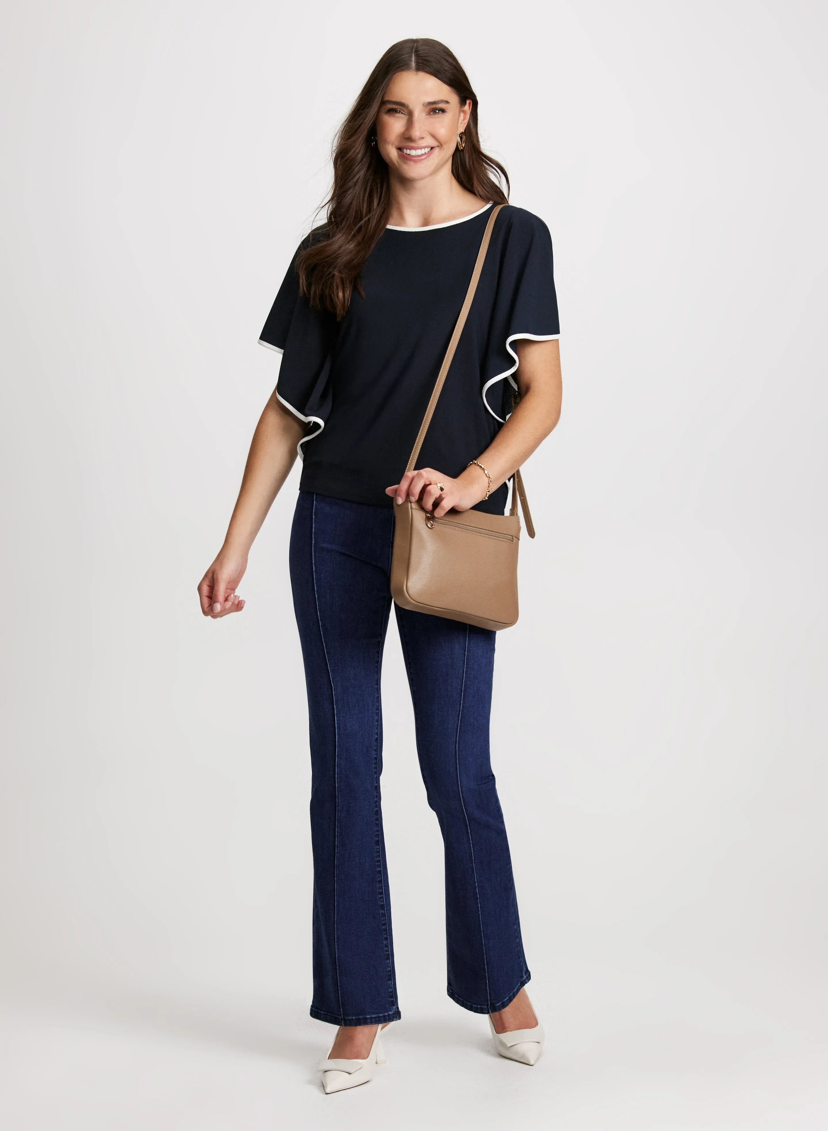 Ruffle Sleeve Top & Bootcut Jeans sold by Laura