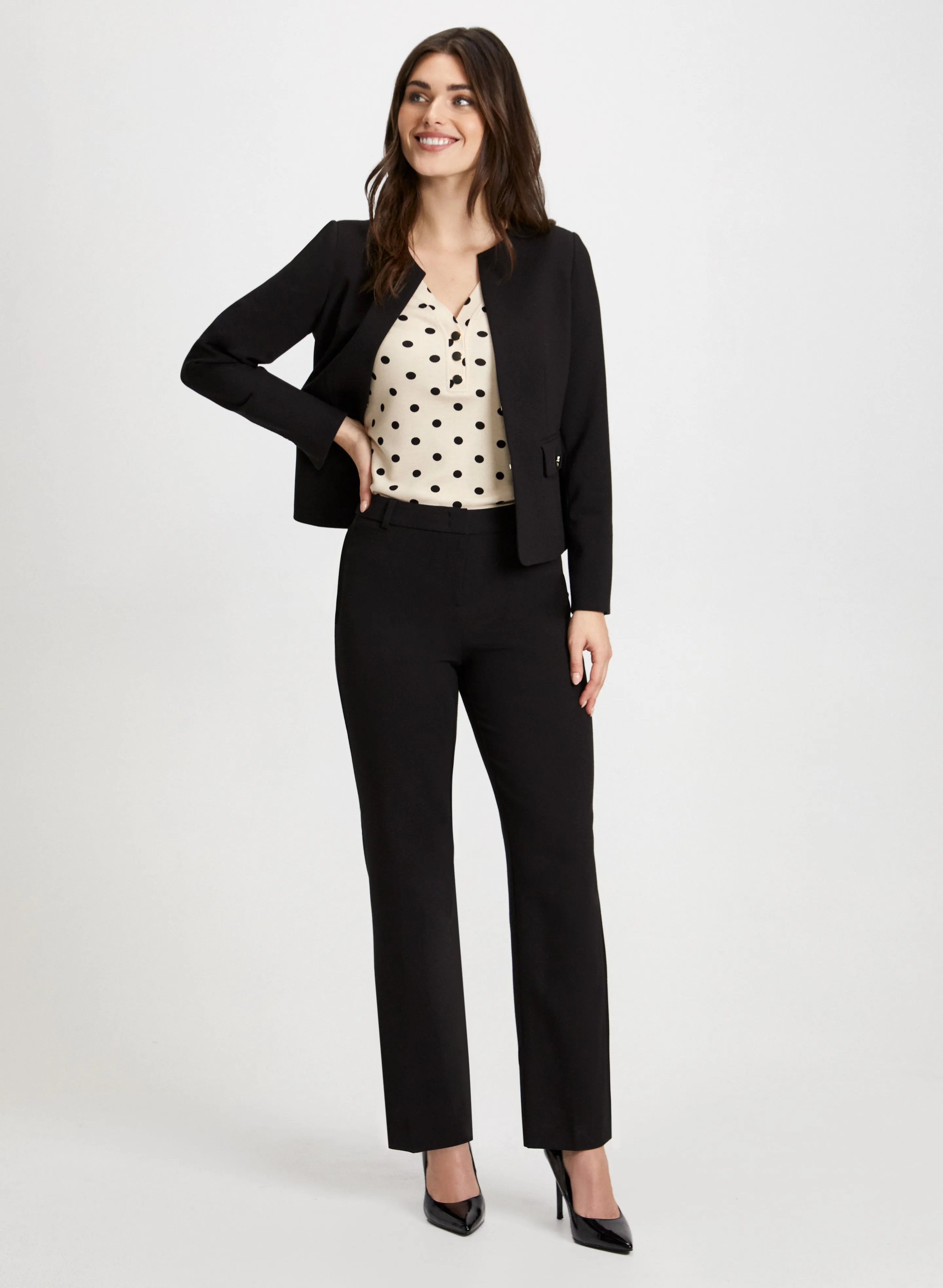 Button Detail Jacket & Polka Dot Top sold by Laura