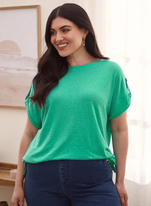 Boatneck Linen-Blend Tee sold by Laura