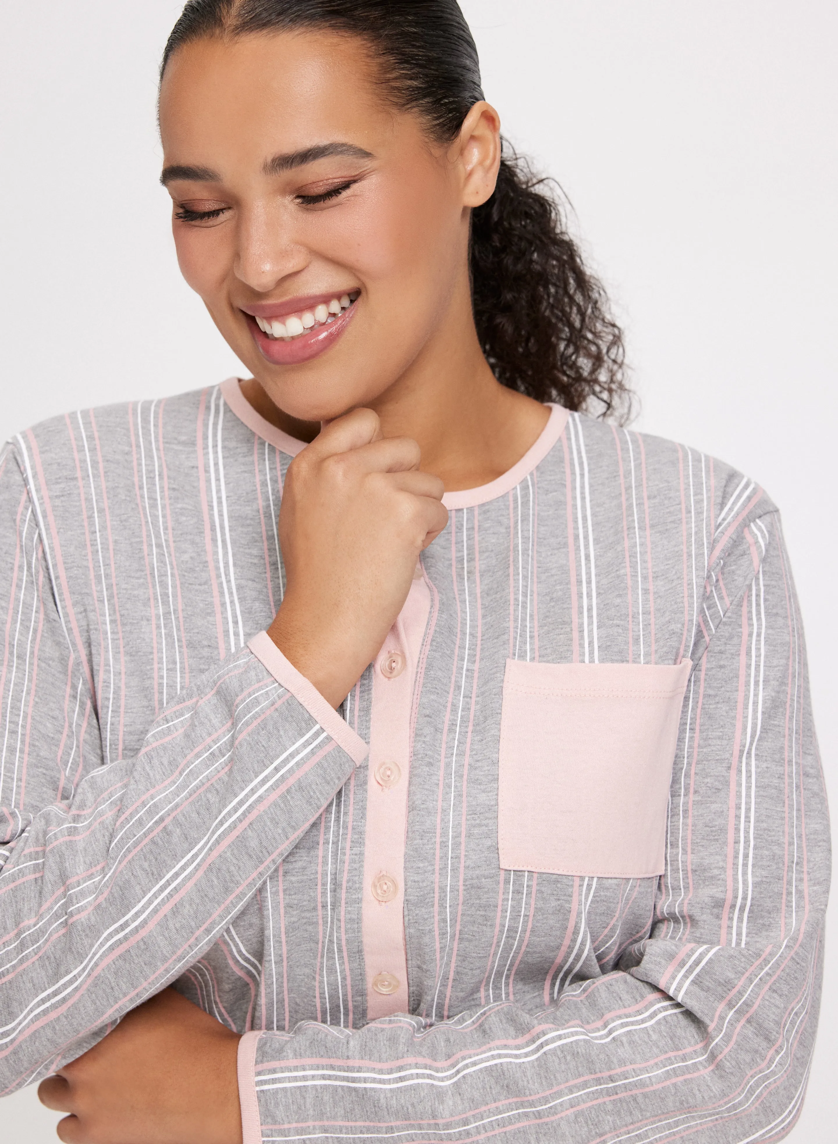 Stripe Print Long Nightgown sold by Laura product image thumbnail 5