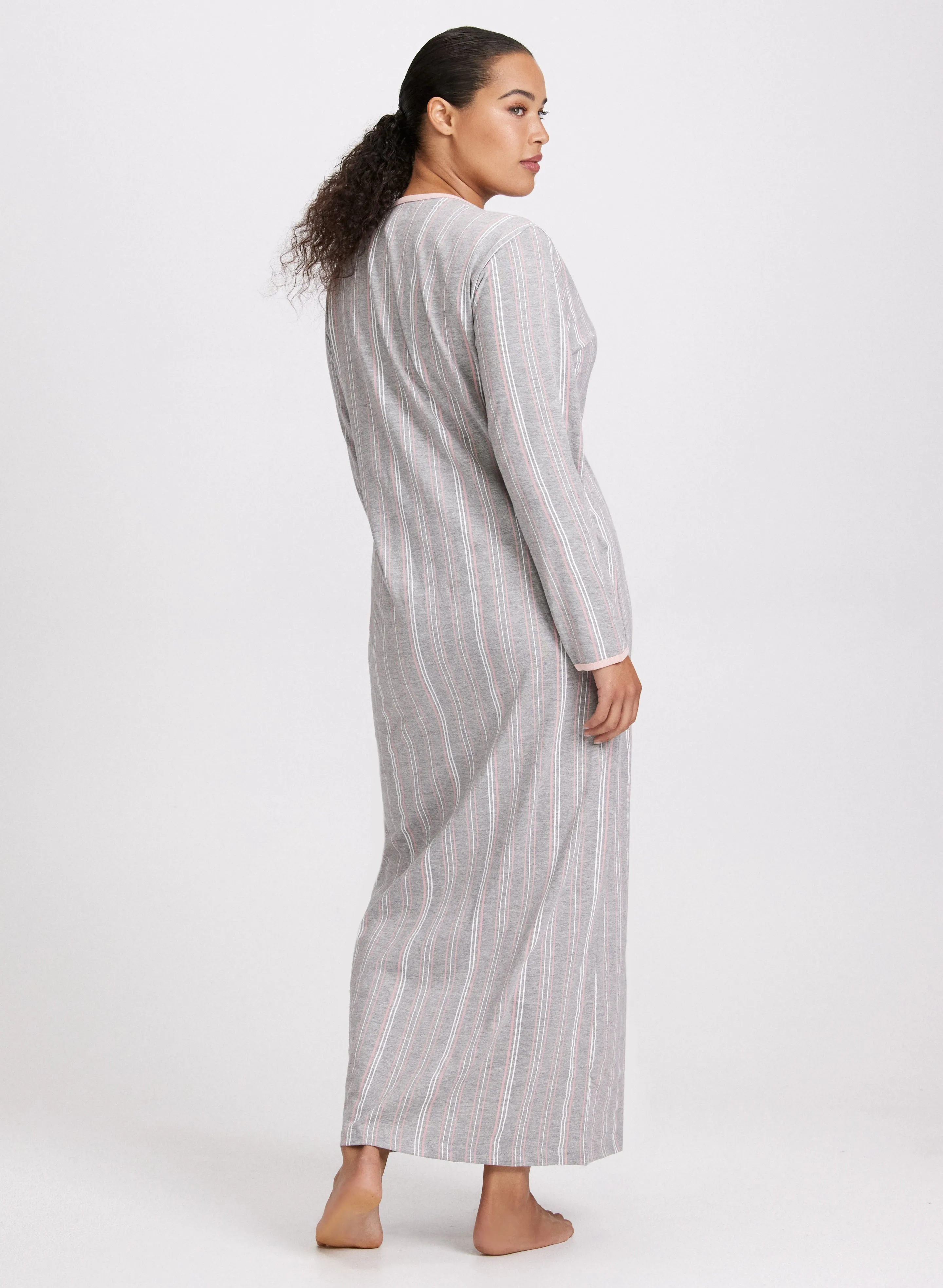 Stripe Print Long Nightgown sold by Laura product image thumbnail 3