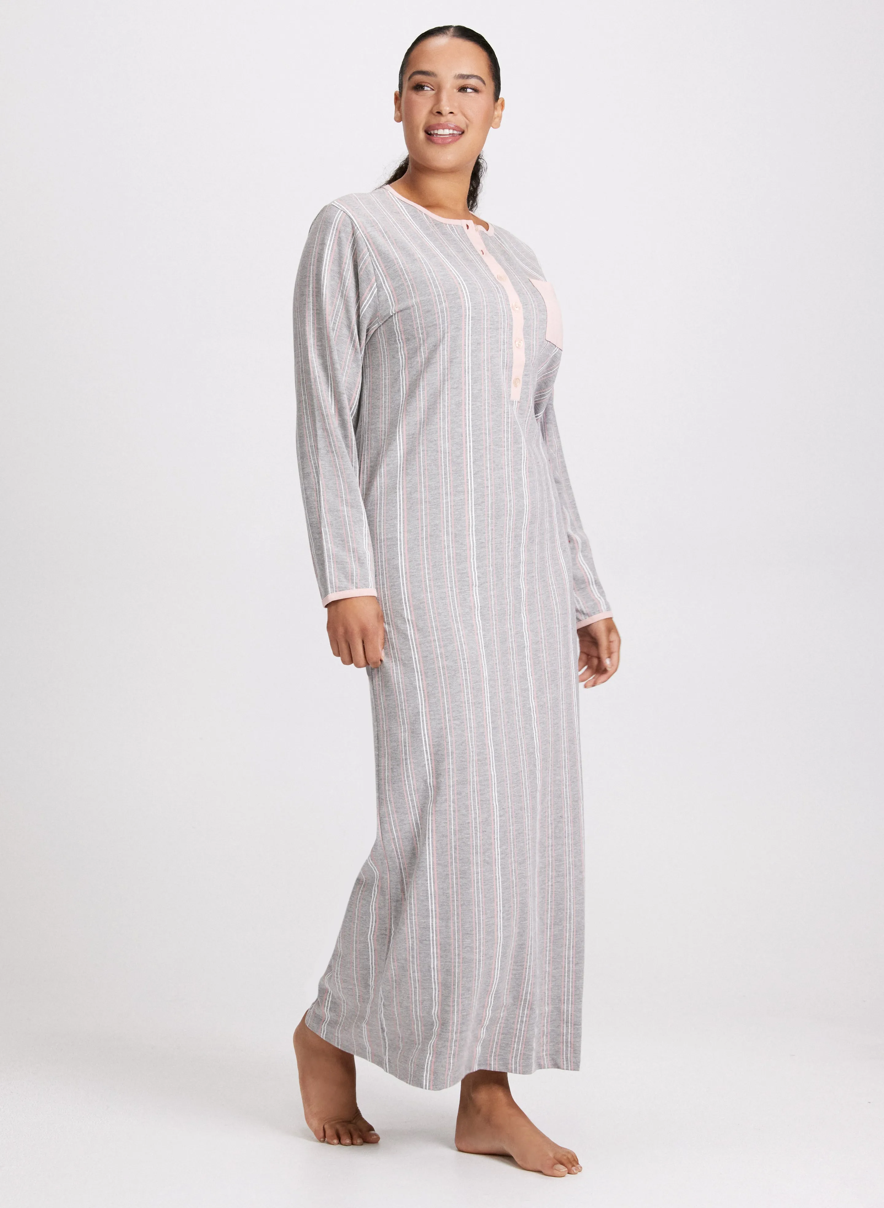Stripe Print Long Nightgown sold by Laura product image thumbnail 2