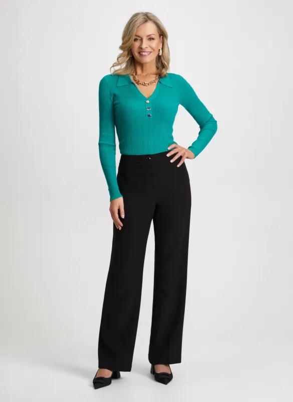 Pointelle Knit Sweater & Modern Fit Straight Leg Pants sold by Laura