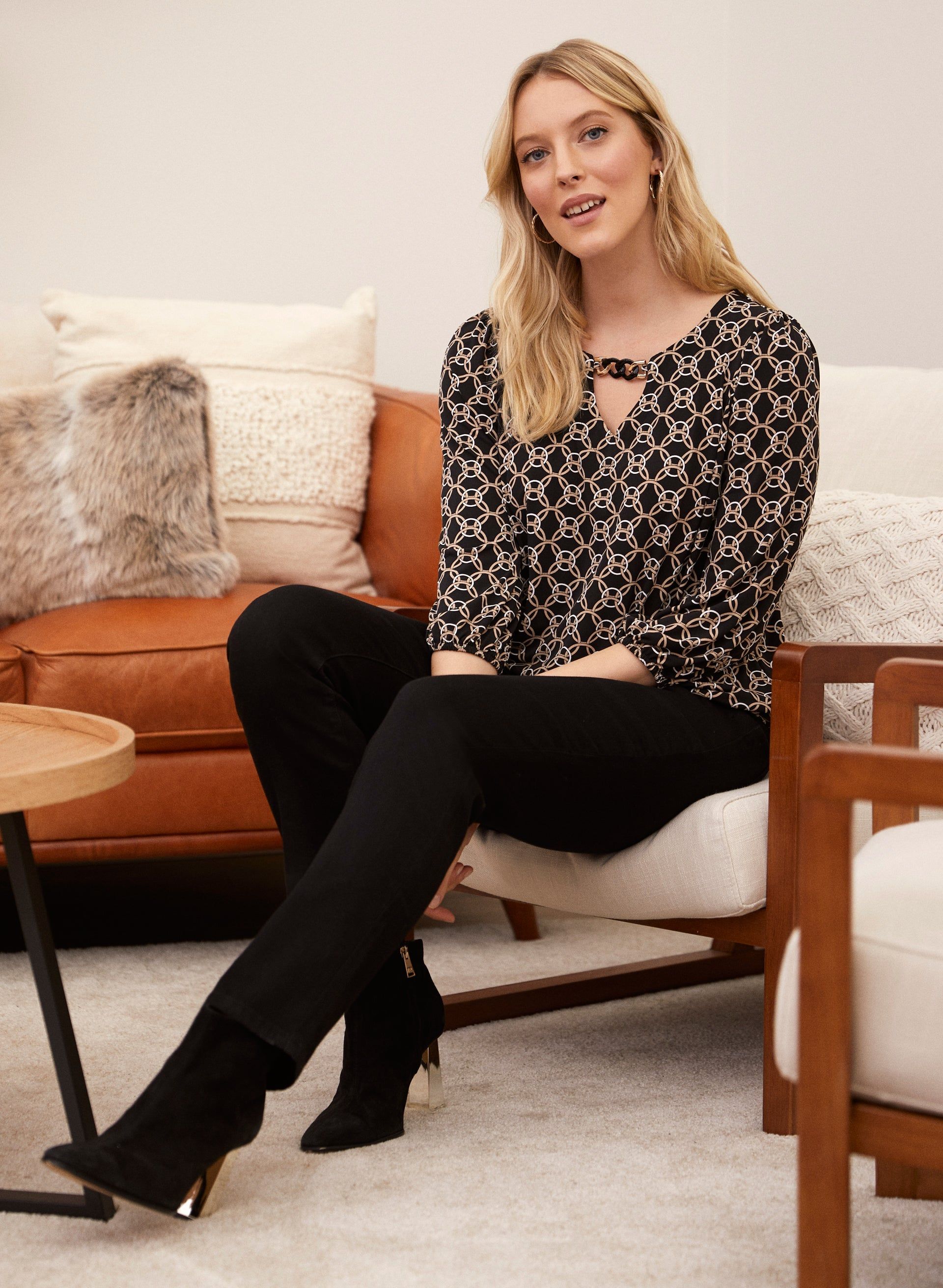 Keyhole Detail Geometric Print Blouse sold by Laura product image thumbnail 4