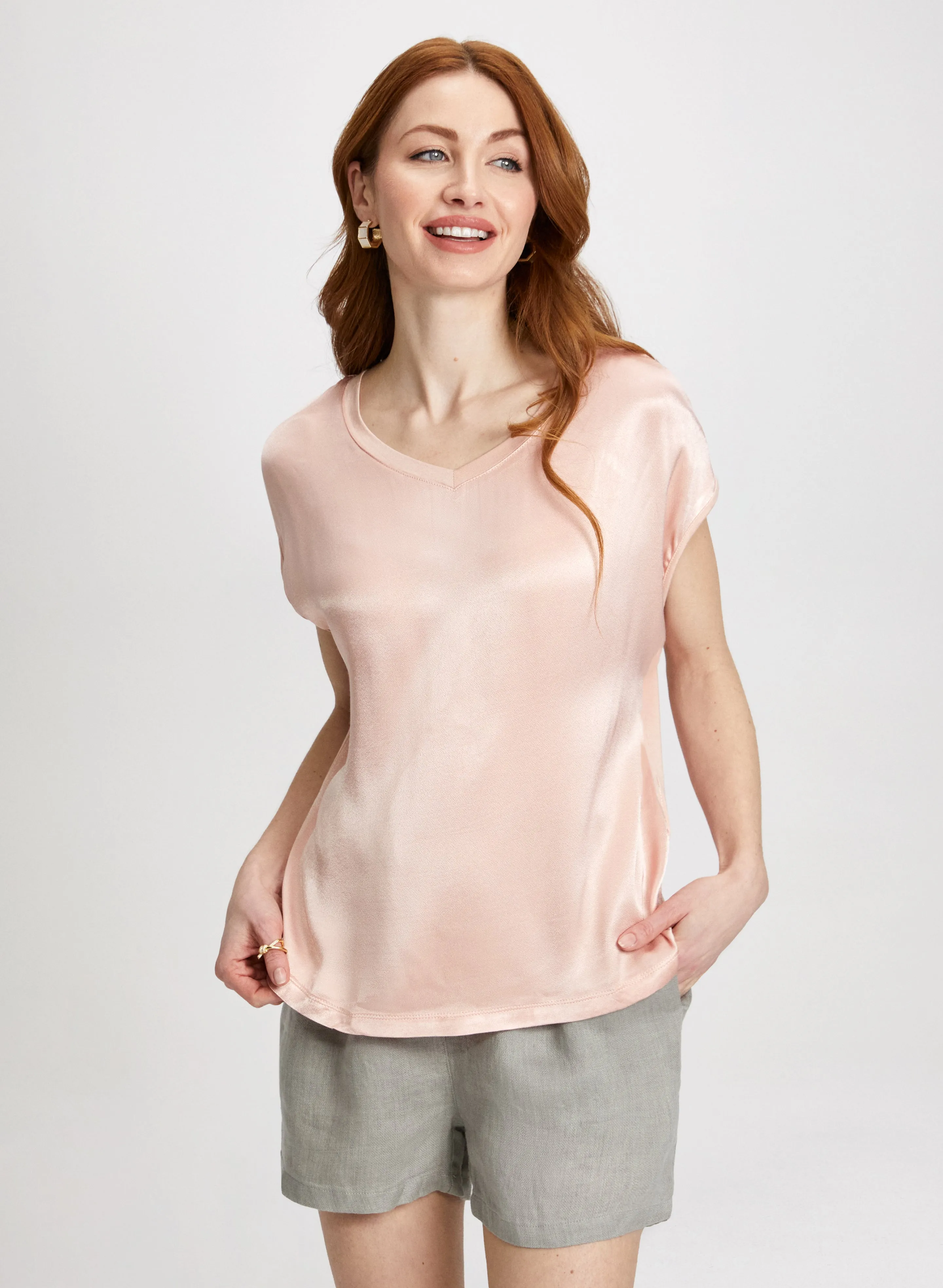 Short Sleeve Satin Blouse sold by Laura product image thumbnail 5
