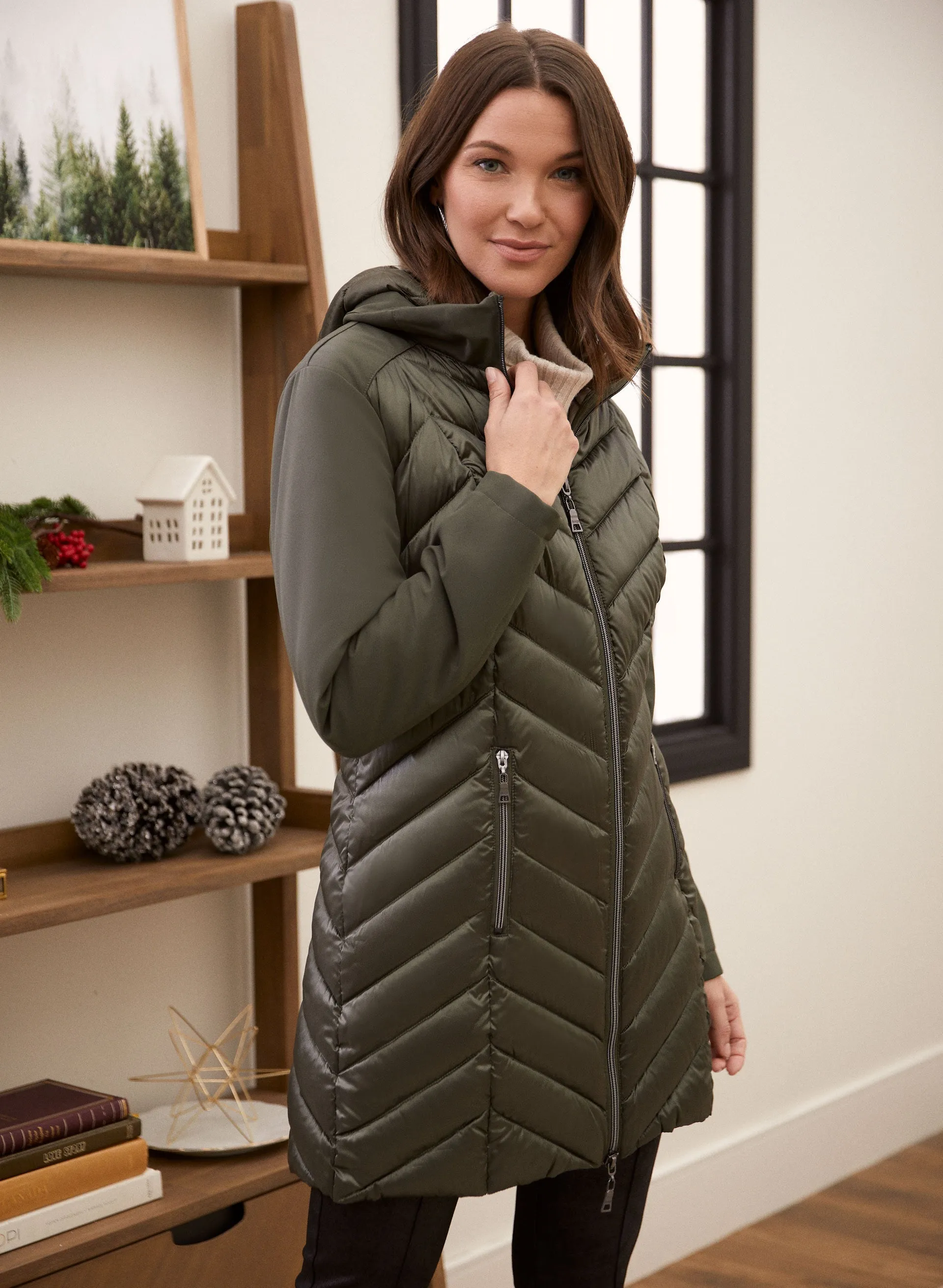 Vegan Down Chevron Quilted Coat sold by Laura