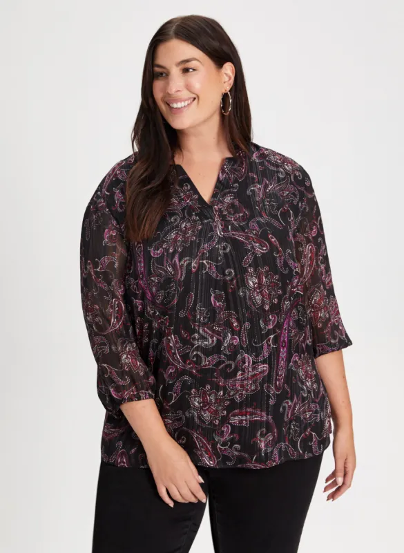 V-Neck Paisley Print Blouse sold by Laura