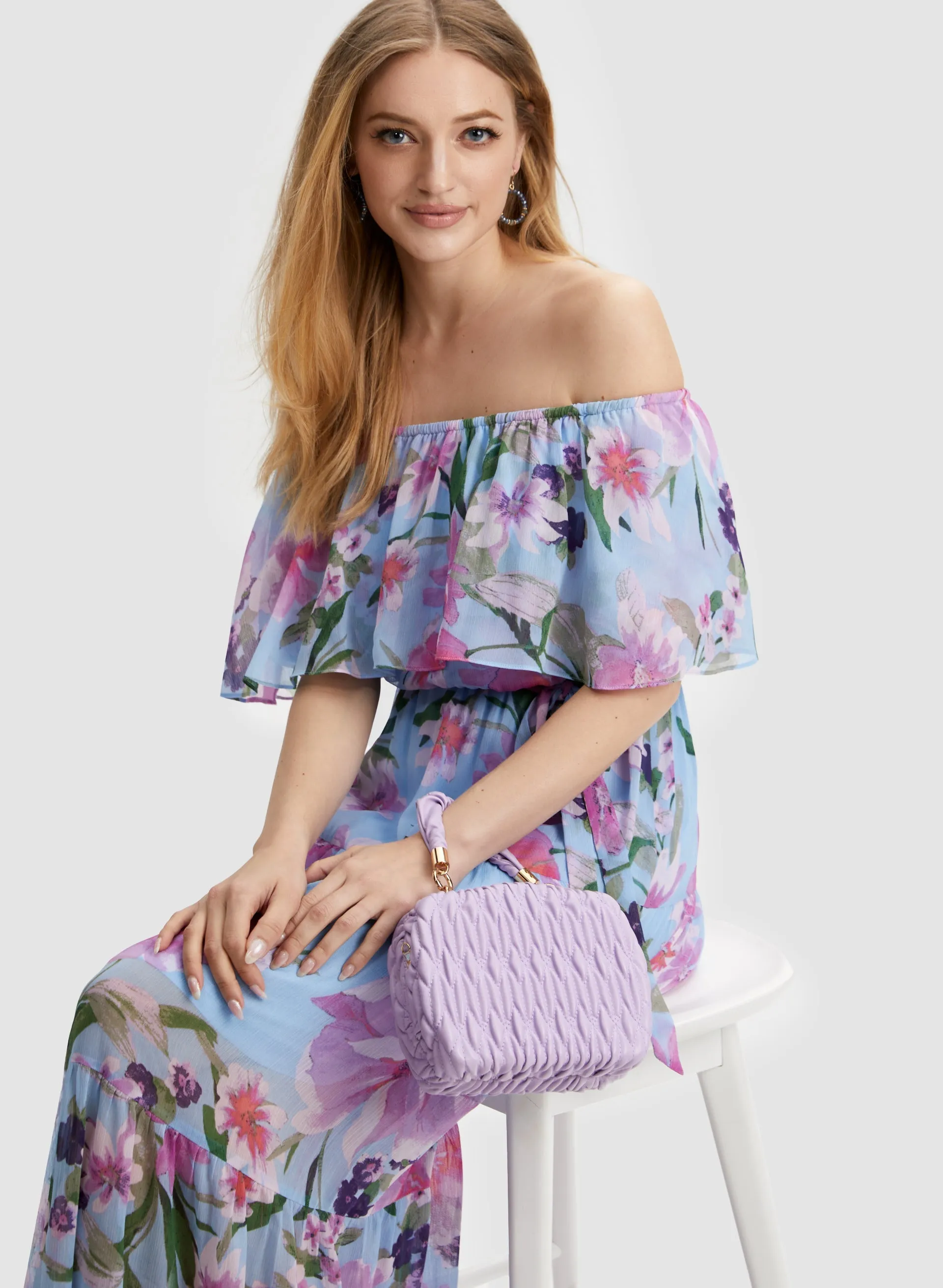 Off-the-Shoulder Floral Print Dress sold by Laura product image thumbnail 5