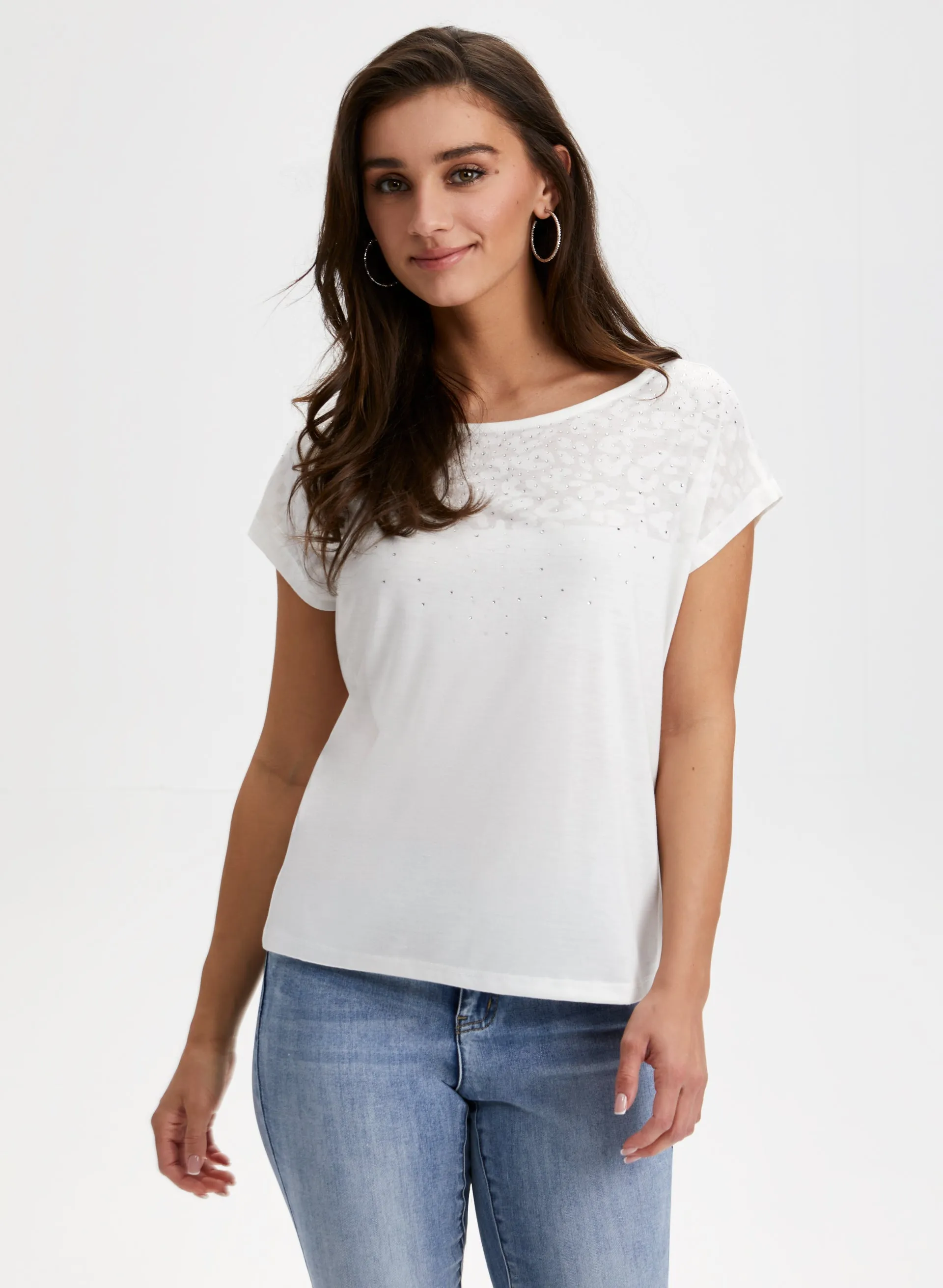 Rhinestone Detail Burnout Tee sold by Laura product image thumbnail 4