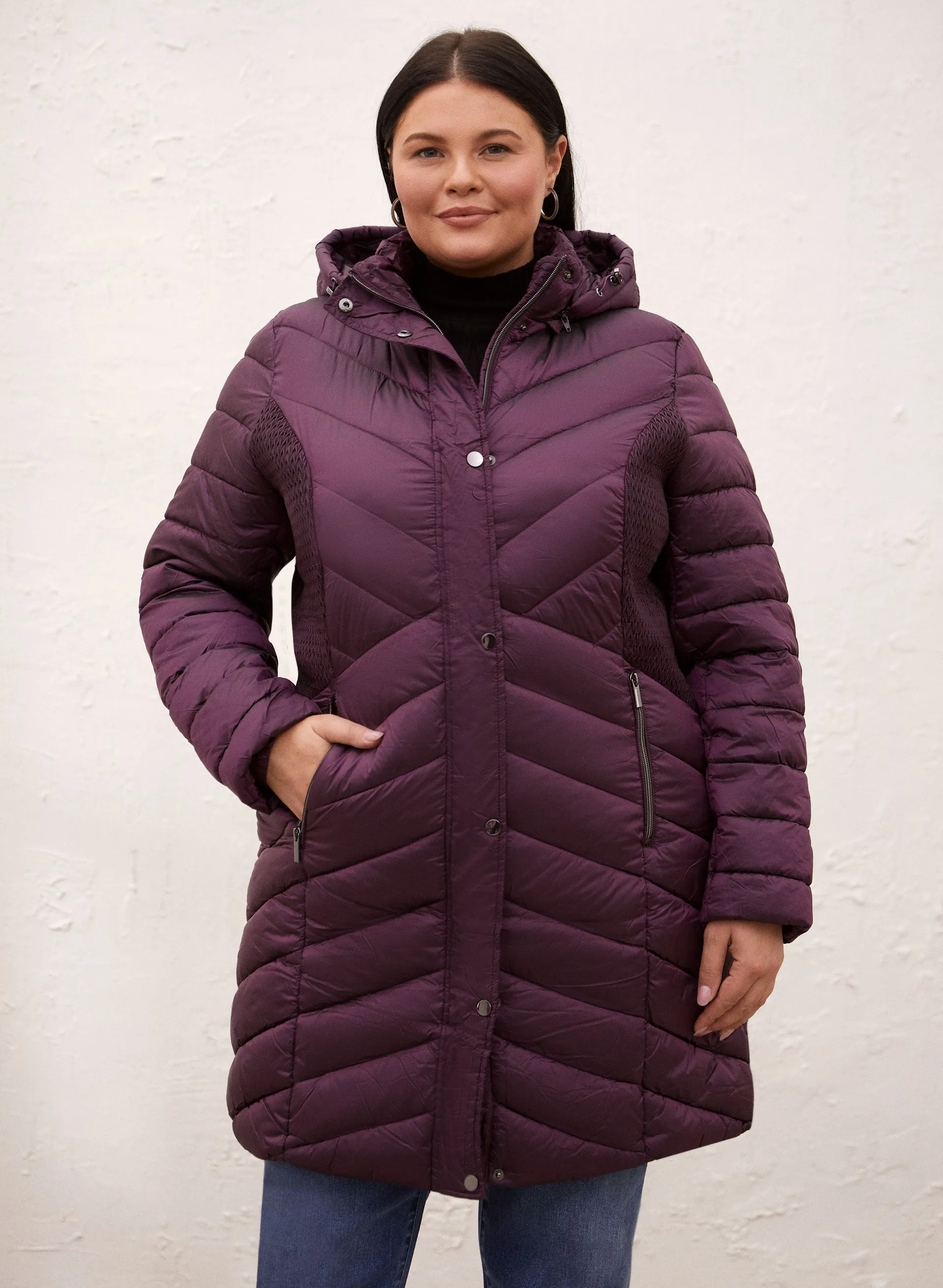 Vegan Down Chevron Quilted Coat sold by Laura