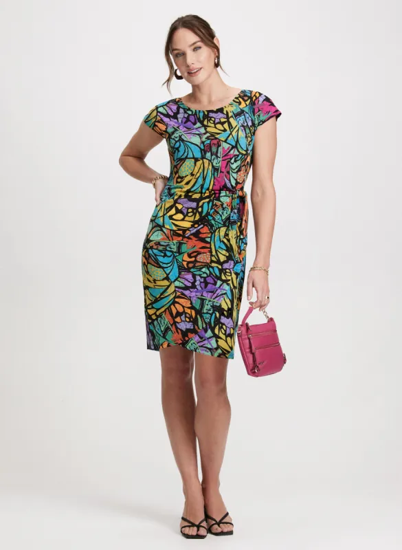 Abstract Print Wrap-Effect Dress sold by Laura