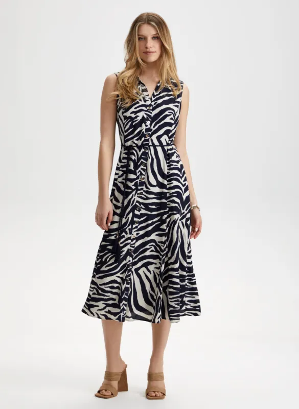 Zebra Print Button-Down Dress sold by Laura