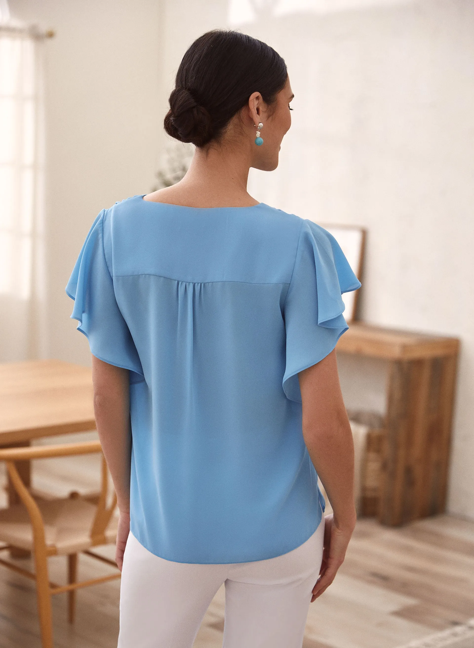 Short Ruffle Sleeve Blouse sold by Laura product image thumbnail 4