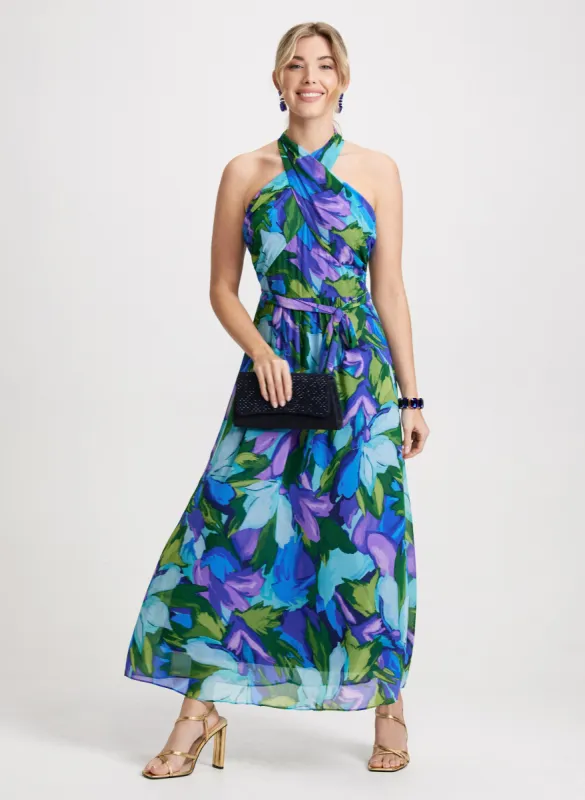 Long Mesh Sleeveless Floral Dress sold by Laura