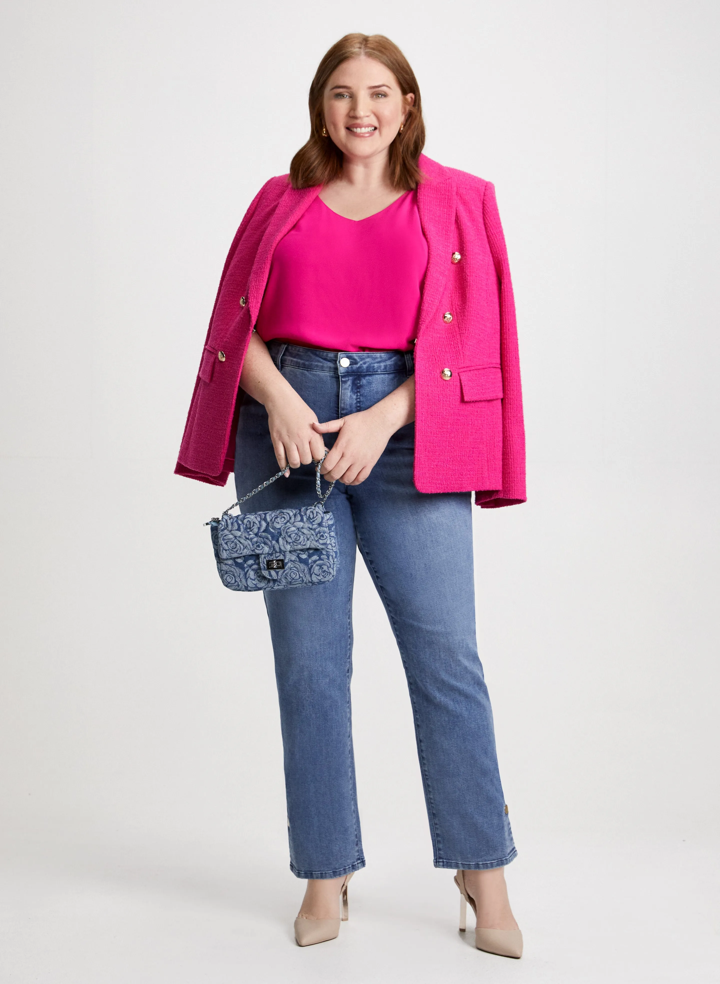 Bouclé Jacket & Straight Leg Jeans sold by Laura