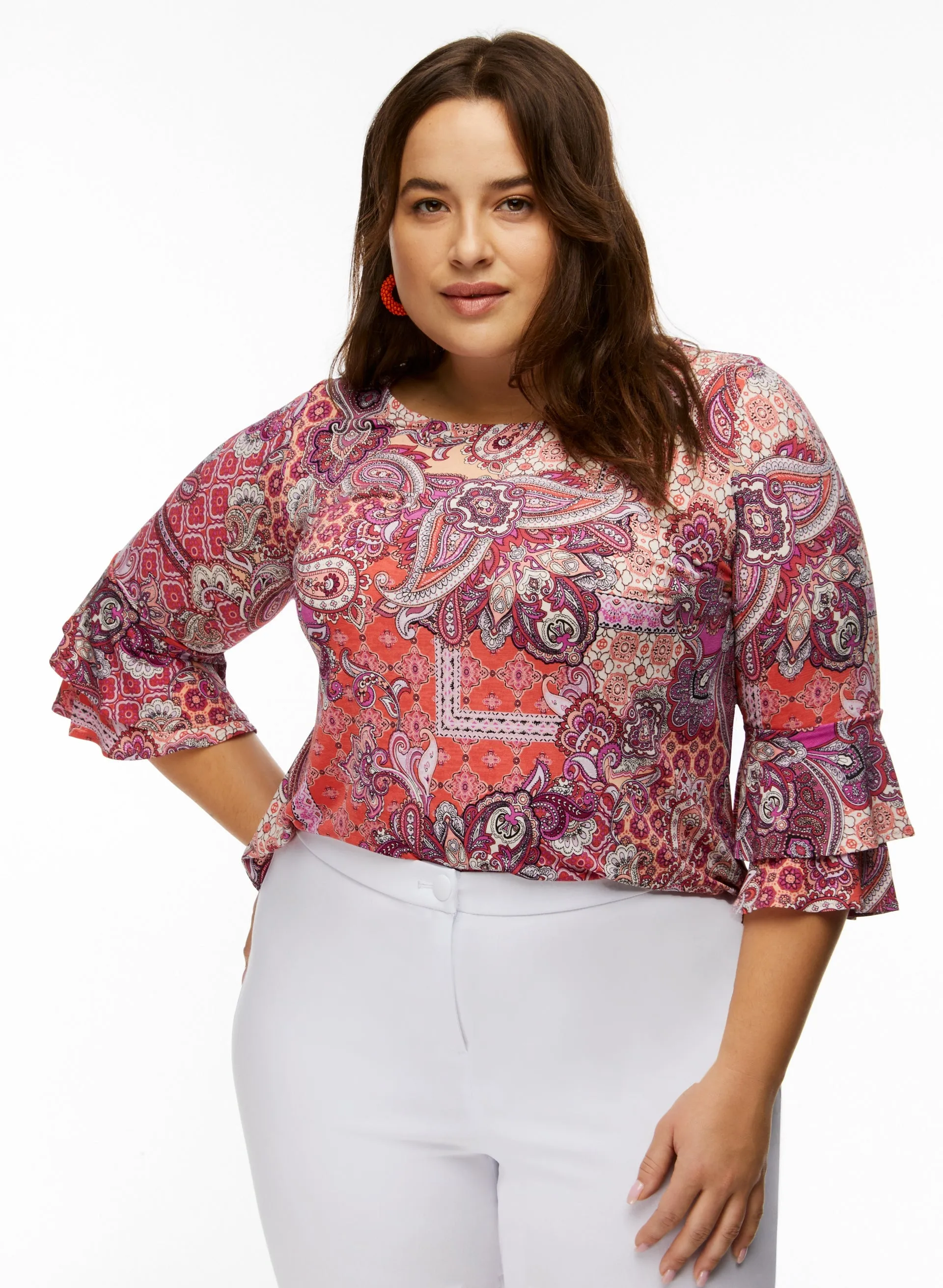 Paisley Print Ruffle Top sold by Laura