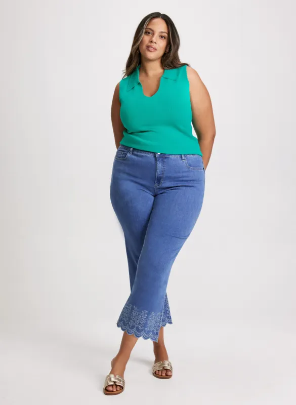 Sleeveless Polo & Embroidered Capri Jeans sold by Laura