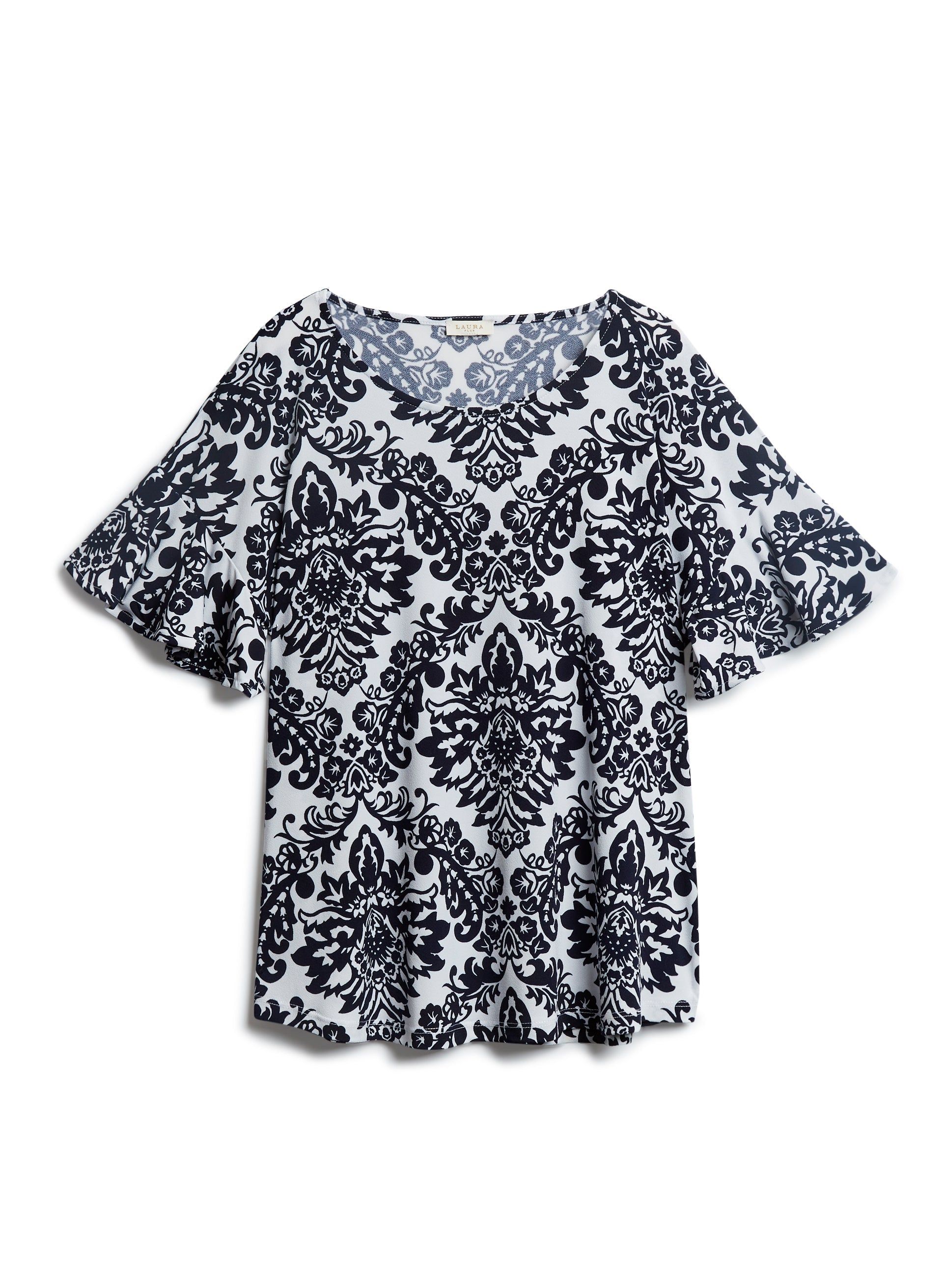Damask Print Ruffle Sleeve Top sold by Laura product image thumbnail 5