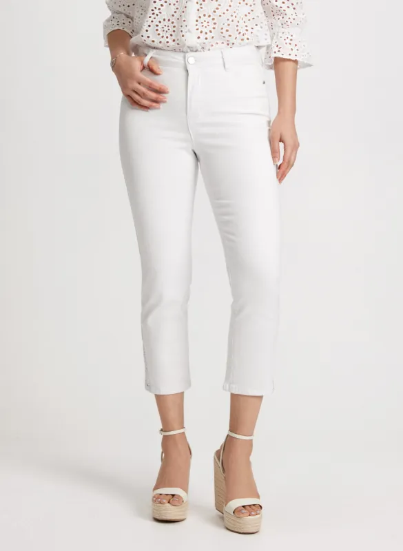 Rhinestone Trim Slim Leg Jeans sold by Laura