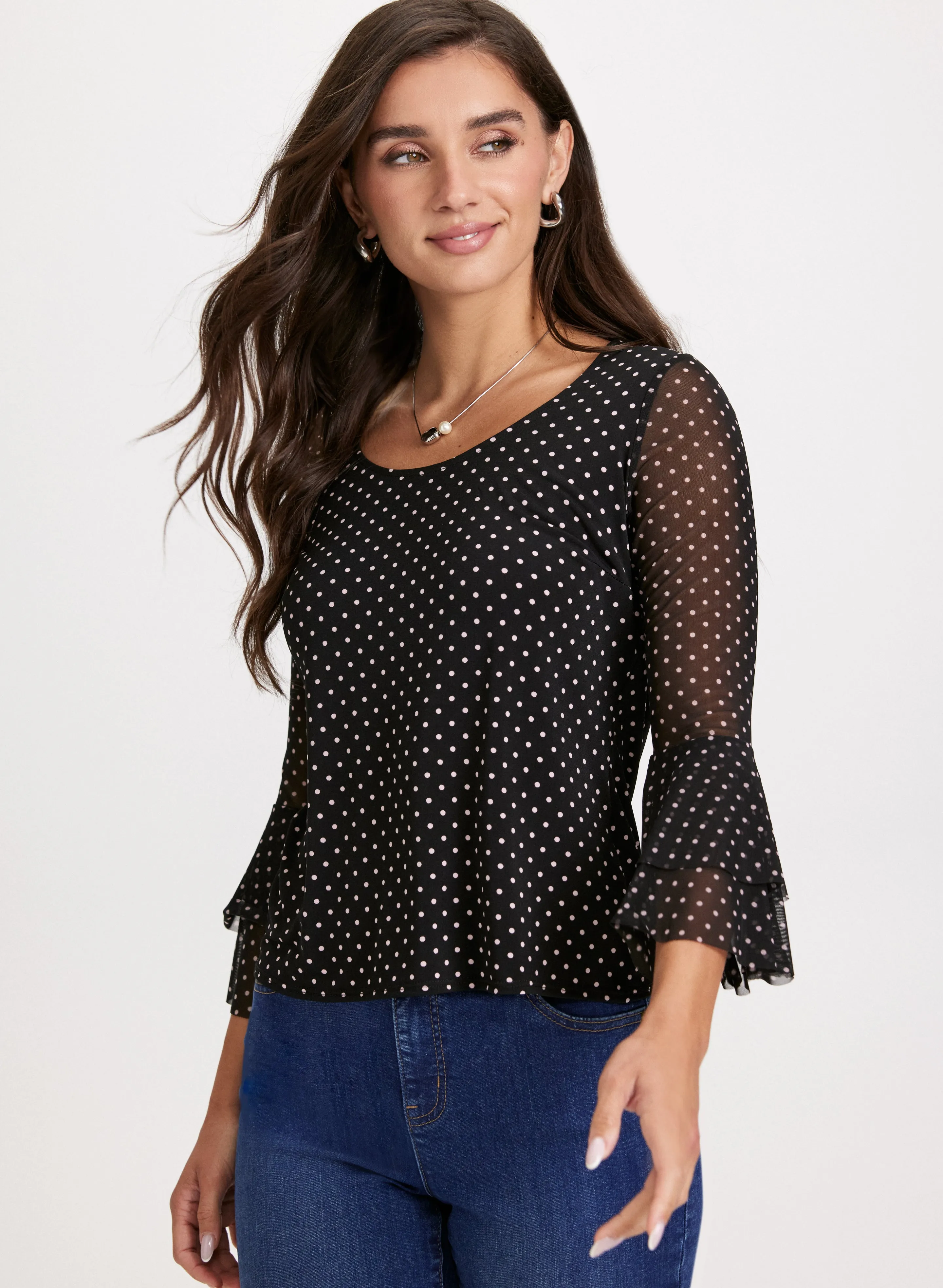 Polka Dot Ruffle Sleeve Top sold by Laura product image thumbnail 2