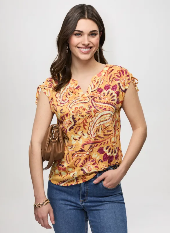 Heathered Paisley Print T-Shirt sold by Laura