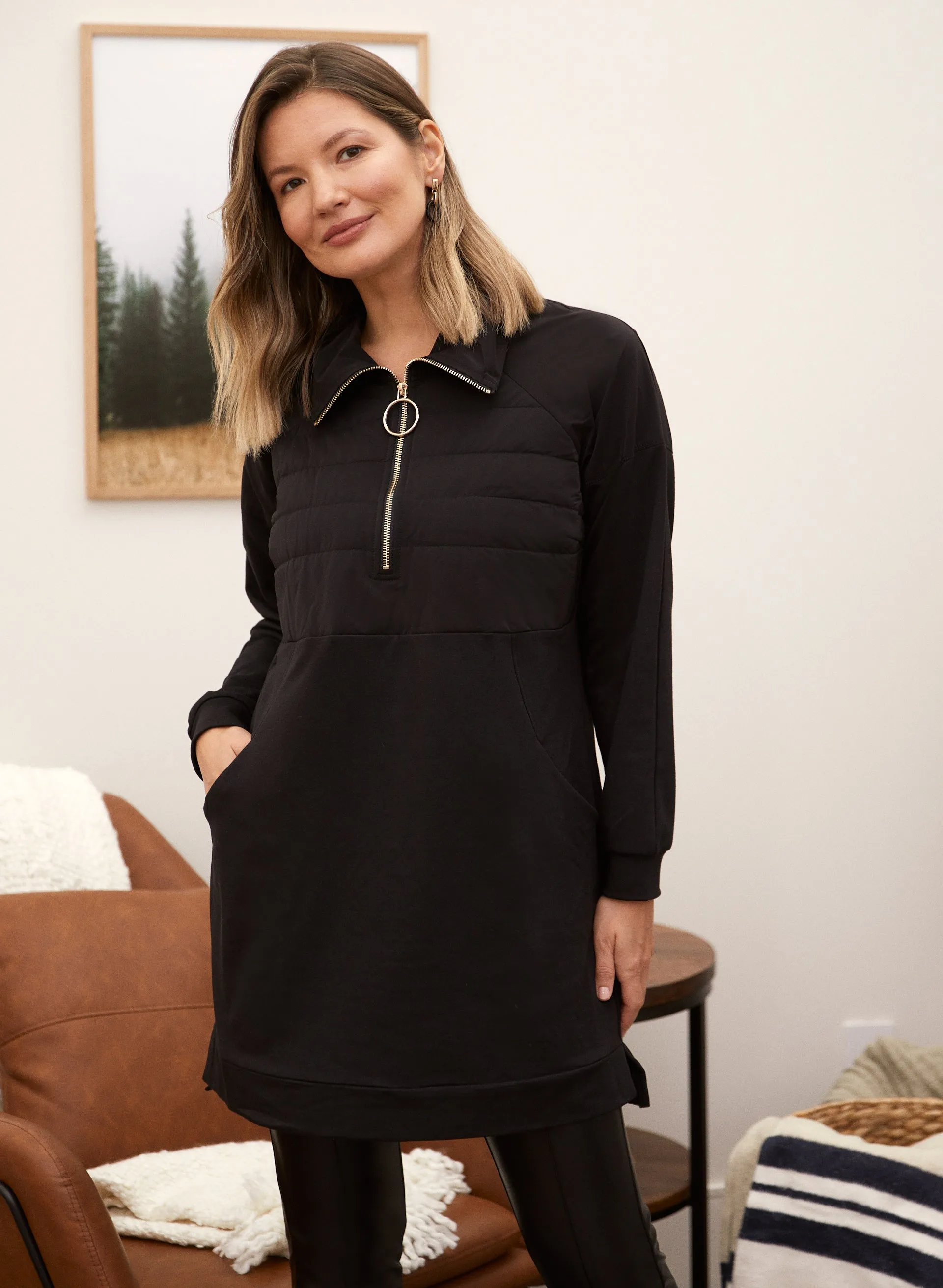 Quilted Zipper Trim Tunic sold by Laura