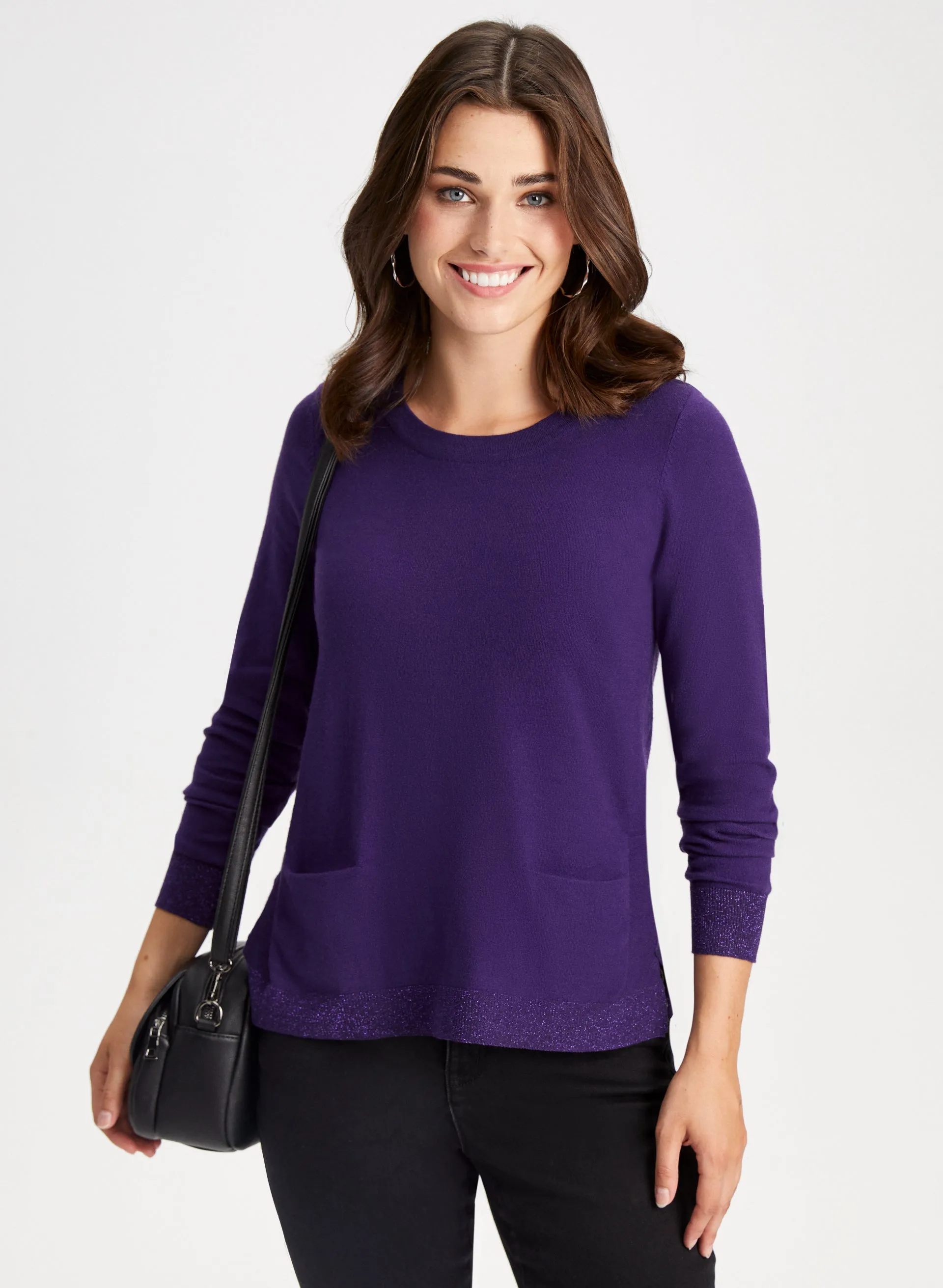 Glitter Trim Crew Neck Sweater sold by Laura