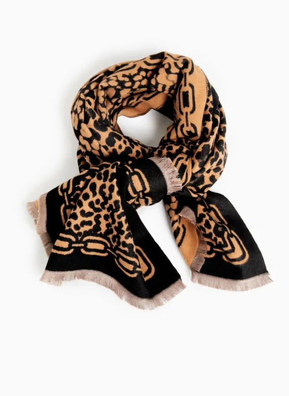 Animal Print Jacquard Scarf made by Laura