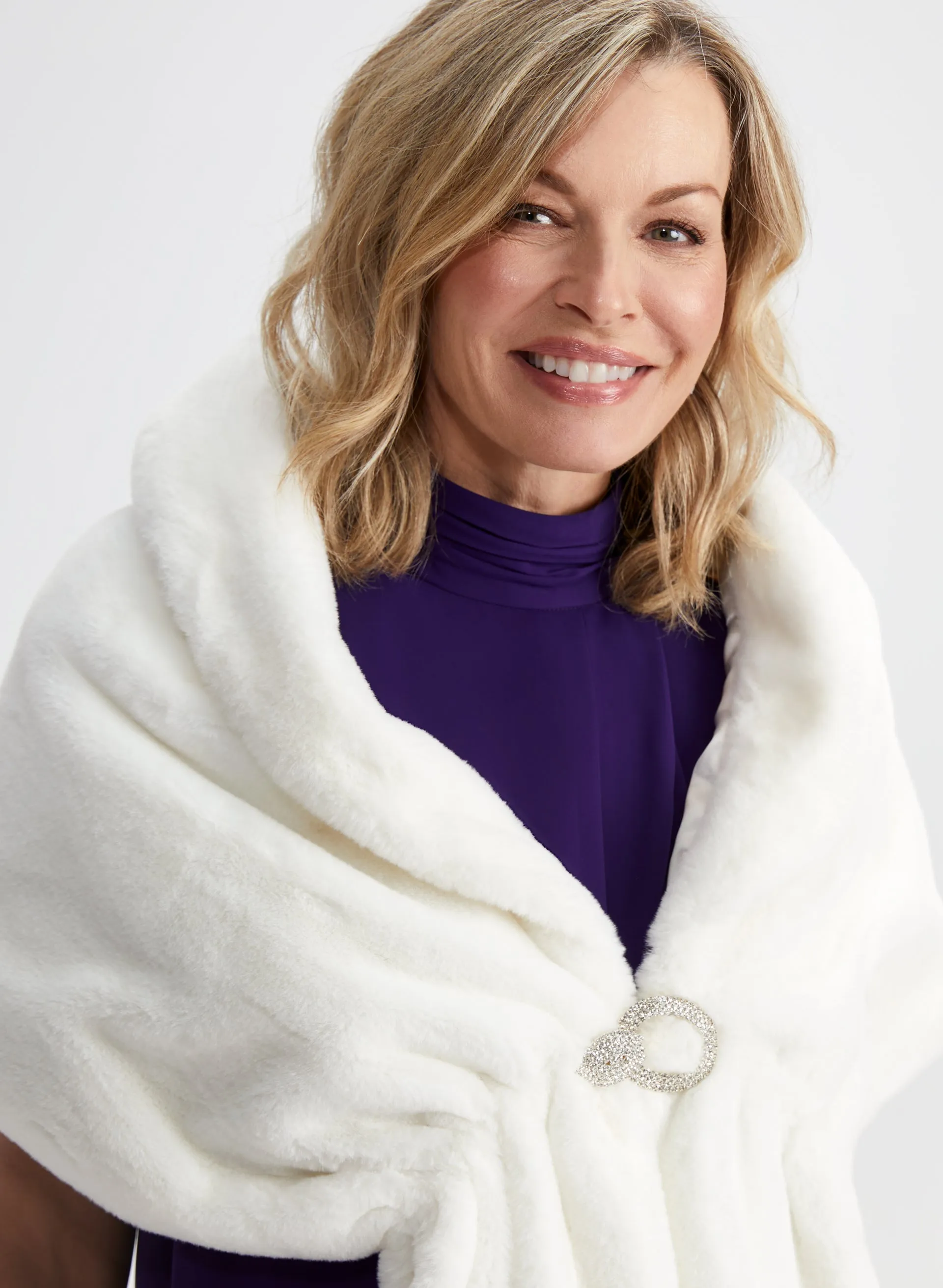 Rhinestone Clip Faux Fur Stole sold by Laura product image thumbnail 2