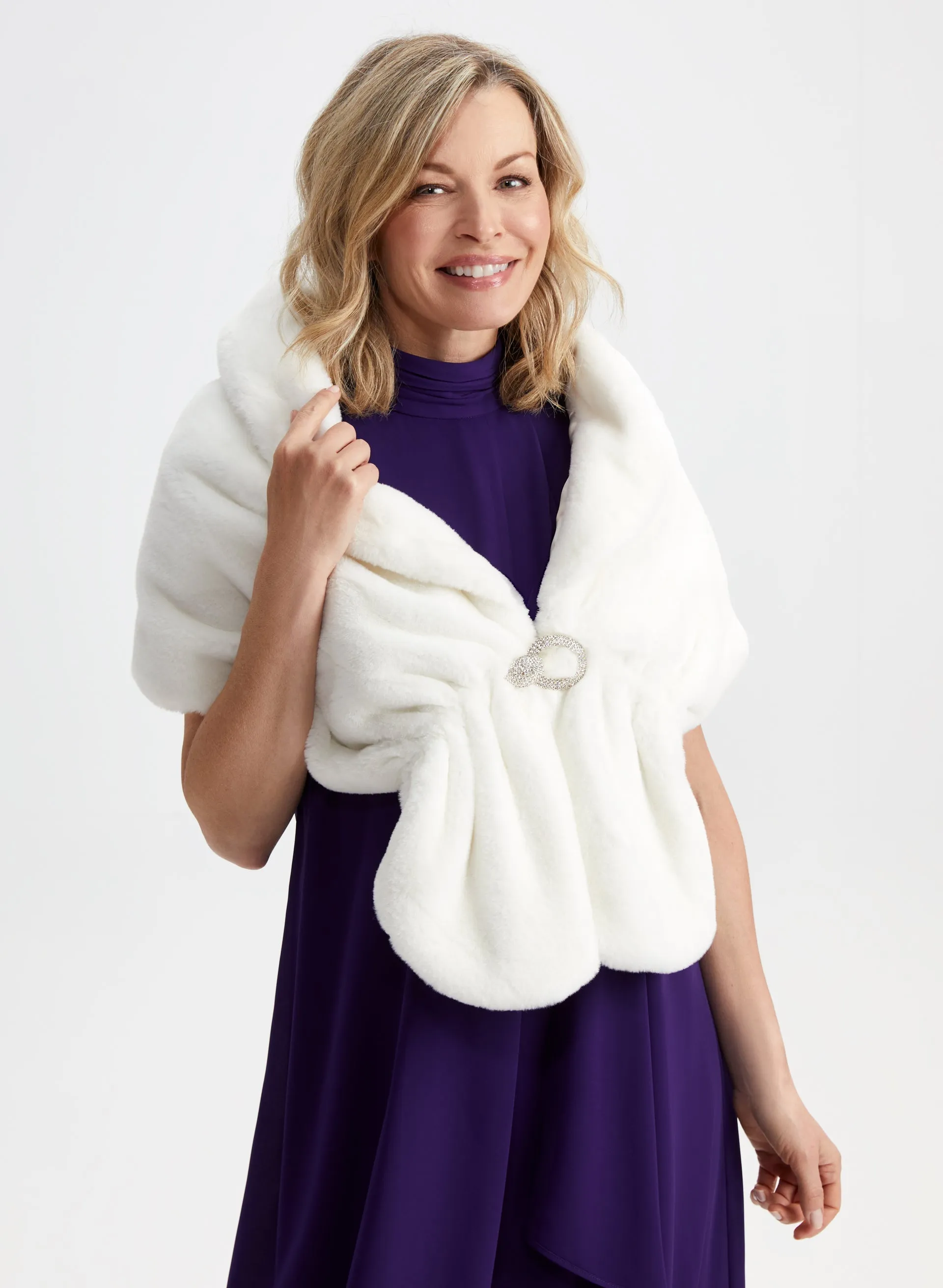 Rhinestone Clip Faux Fur Stole sold by Laura product image thumbnail 5