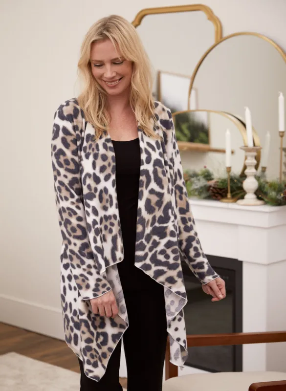 Animal Print Shawl Collar Cardigan sold by Laura