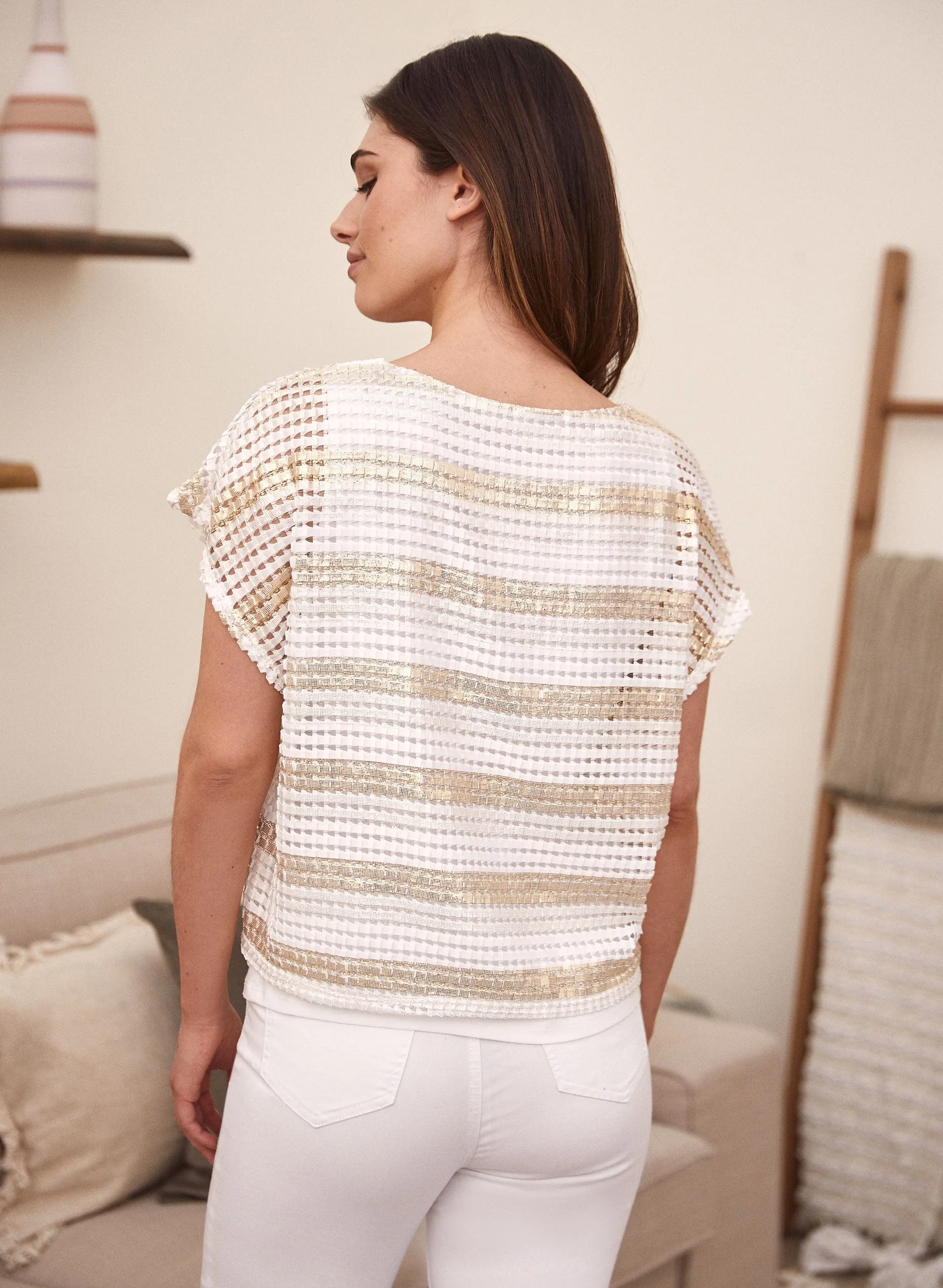 Metallic Stripe Crochet Top sold by Laura product image thumbnail 4