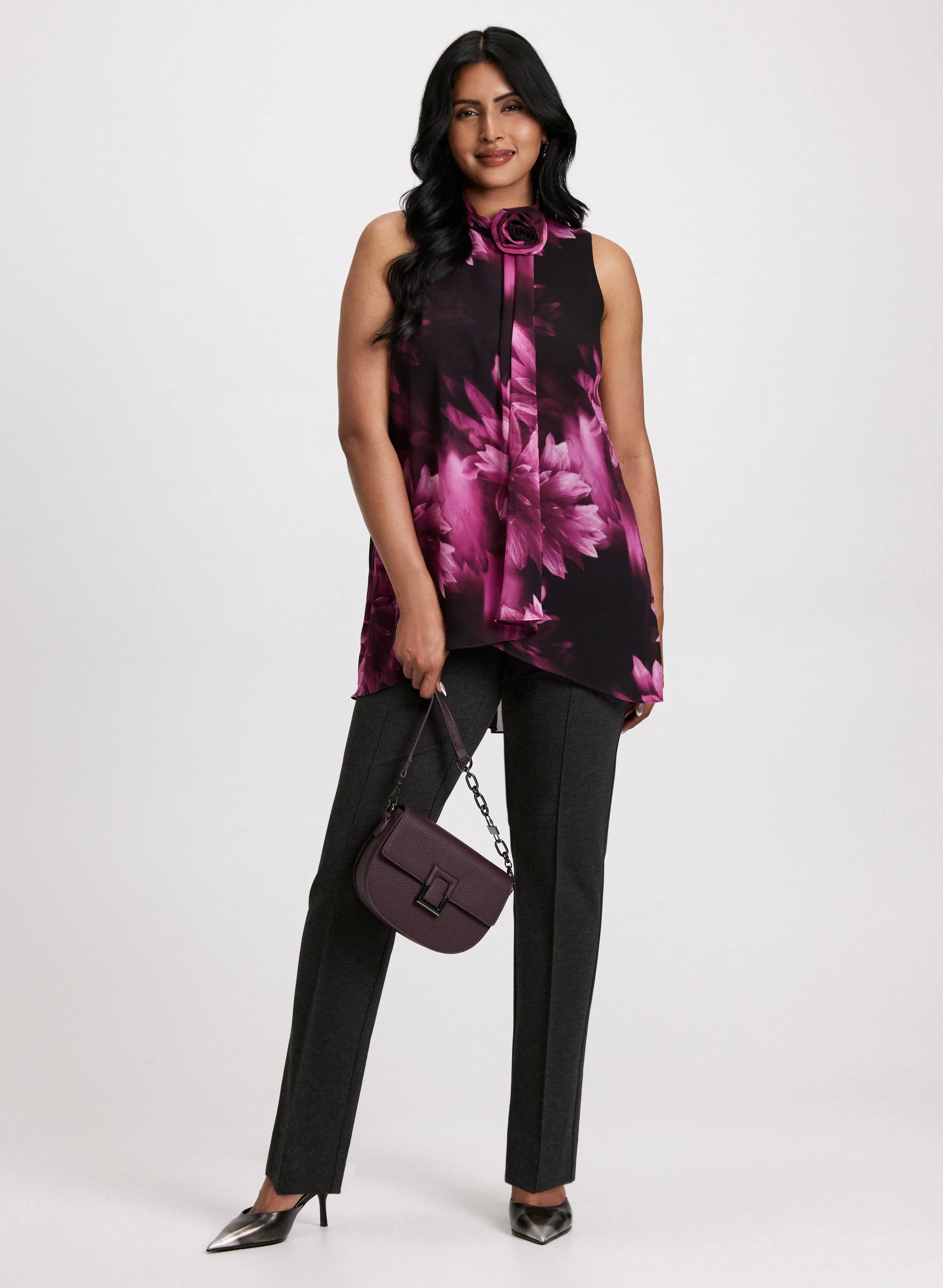 Rosette Detail Sleeveless Blouse & Slim-Leg Pants sold by Laura