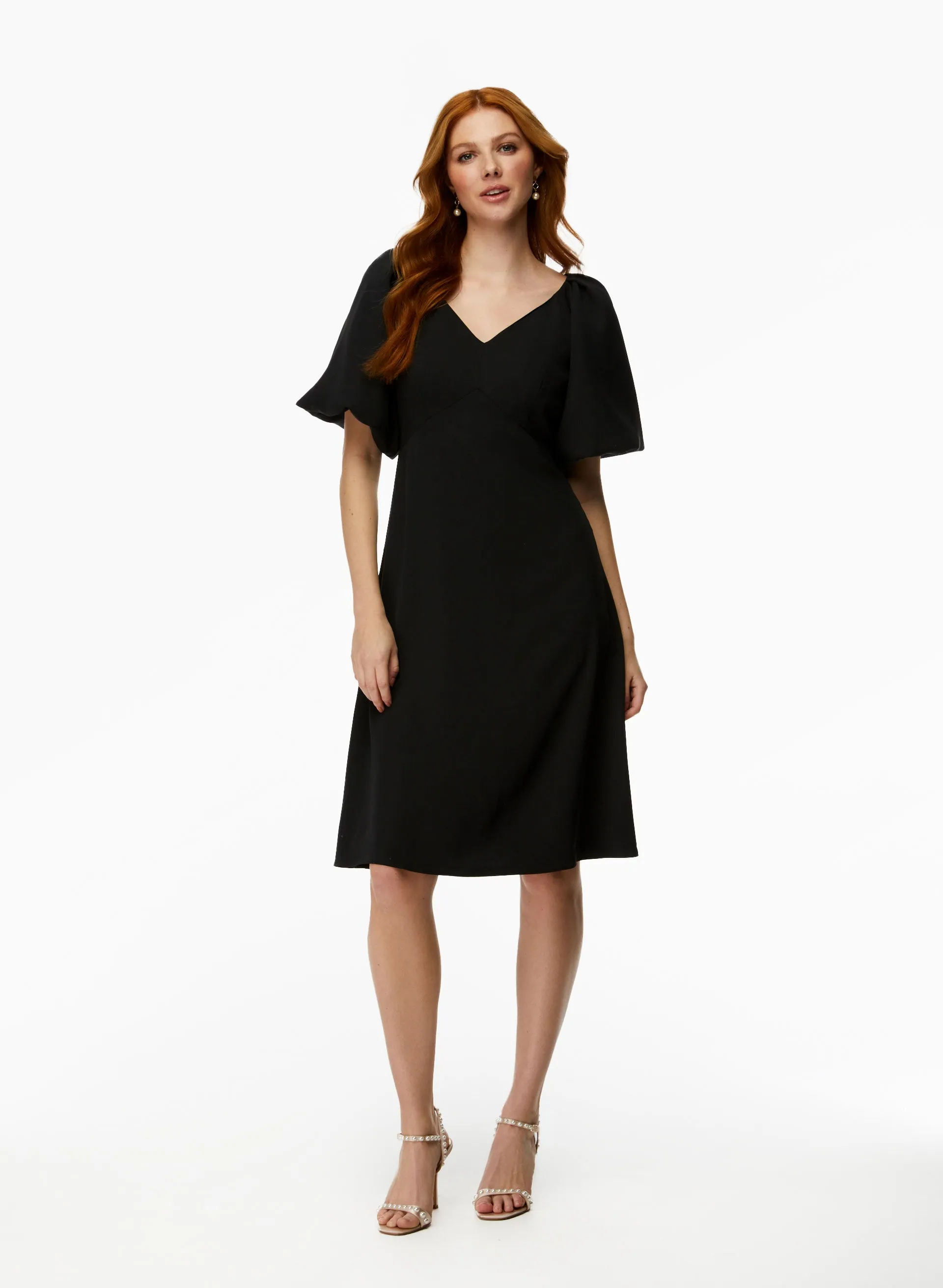 Puff Sleeve Fit & Flare Dress sold by Laura