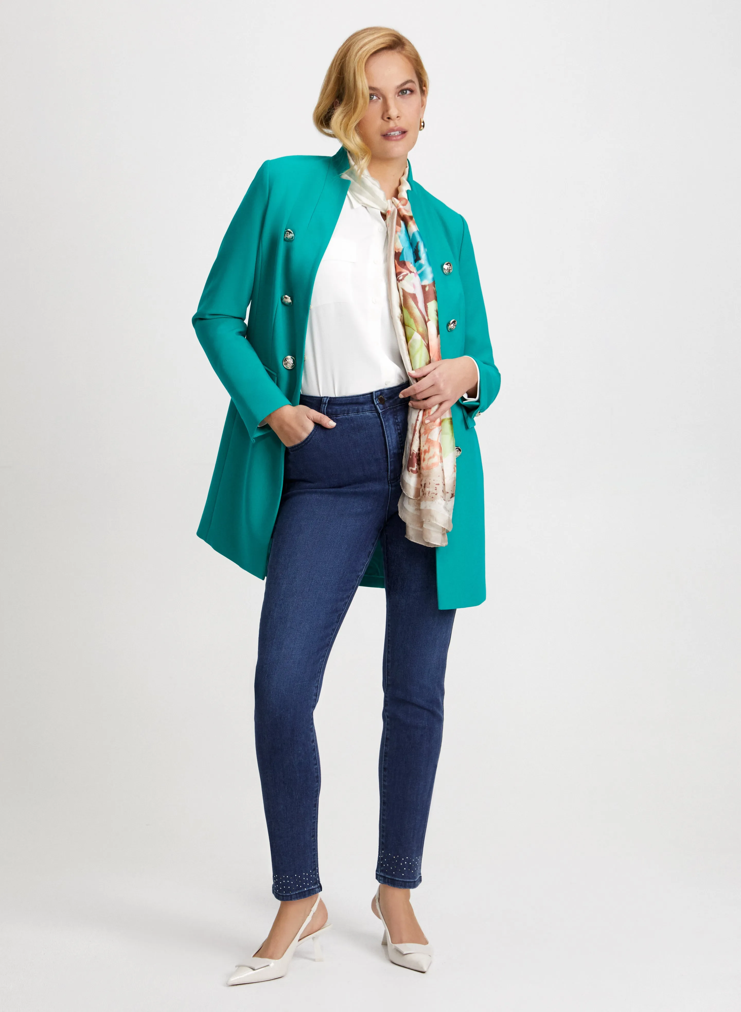 Redingote Jacket & Straight Leg Jeans sold by Laura
