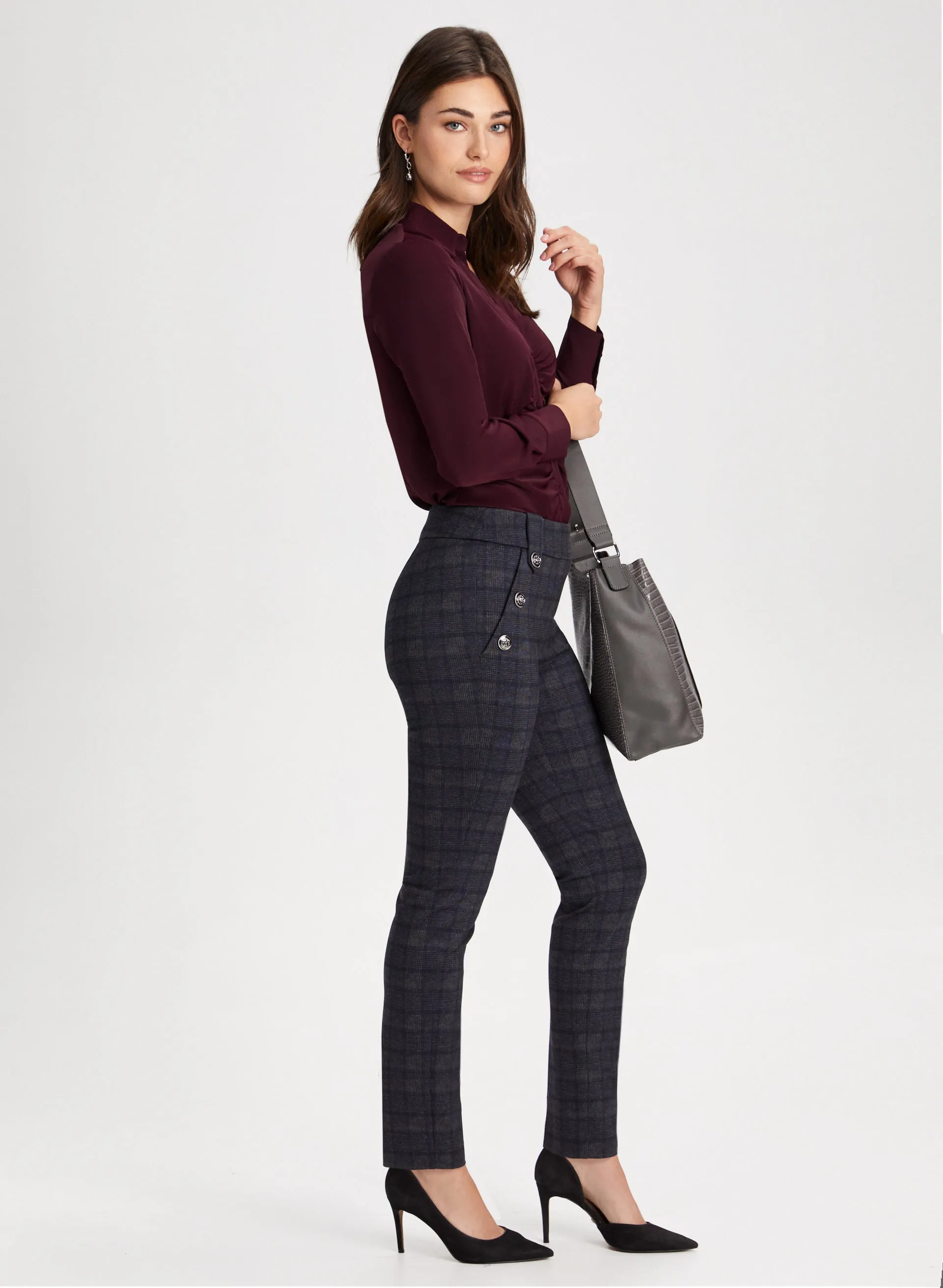 Slim Leg Checkered Pull-On Pants sold by Laura product image thumbnail 5